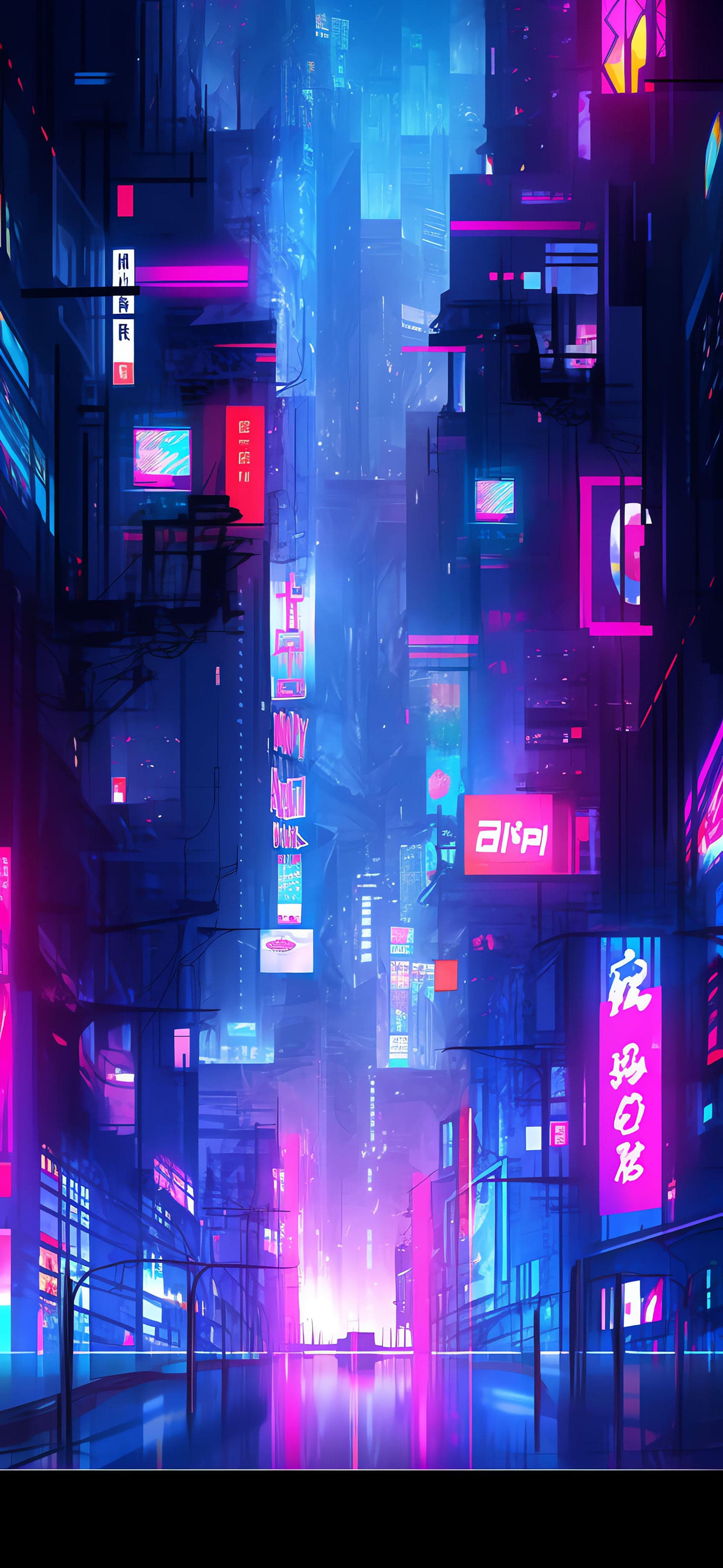 Neon Metropolis - free phone wallpaper