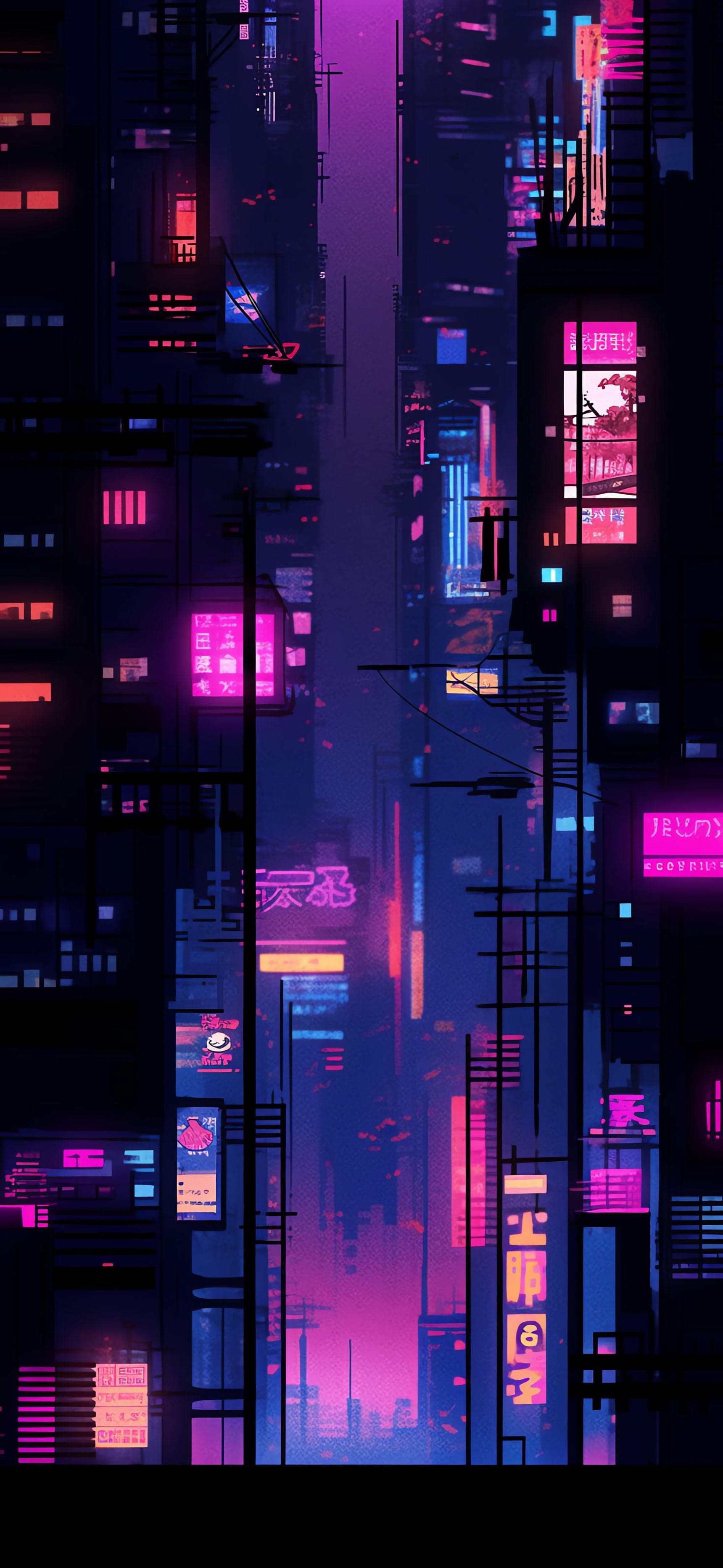 Cyberpunk Cityscape Lights - free phone wallpaper