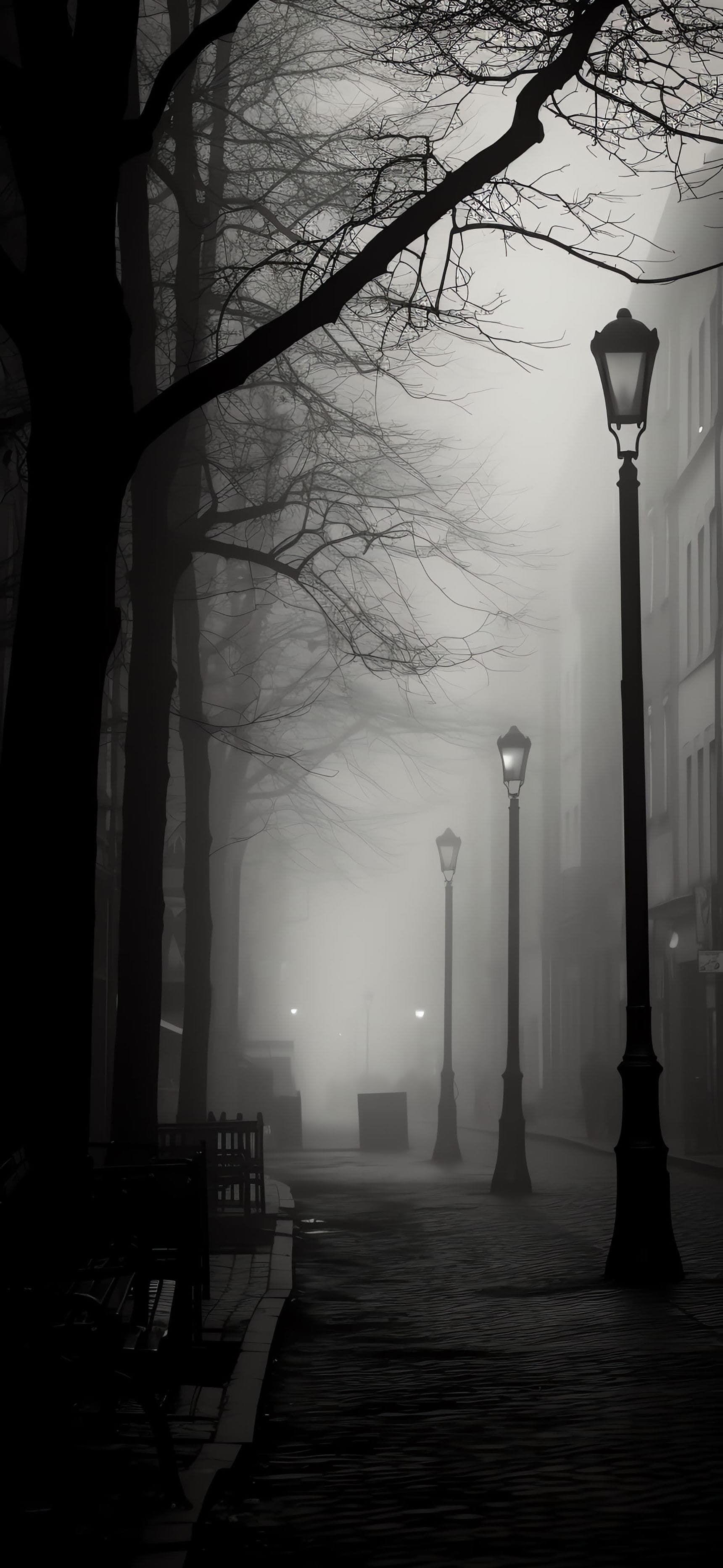 Misty Urban Street - free phone wallpaper