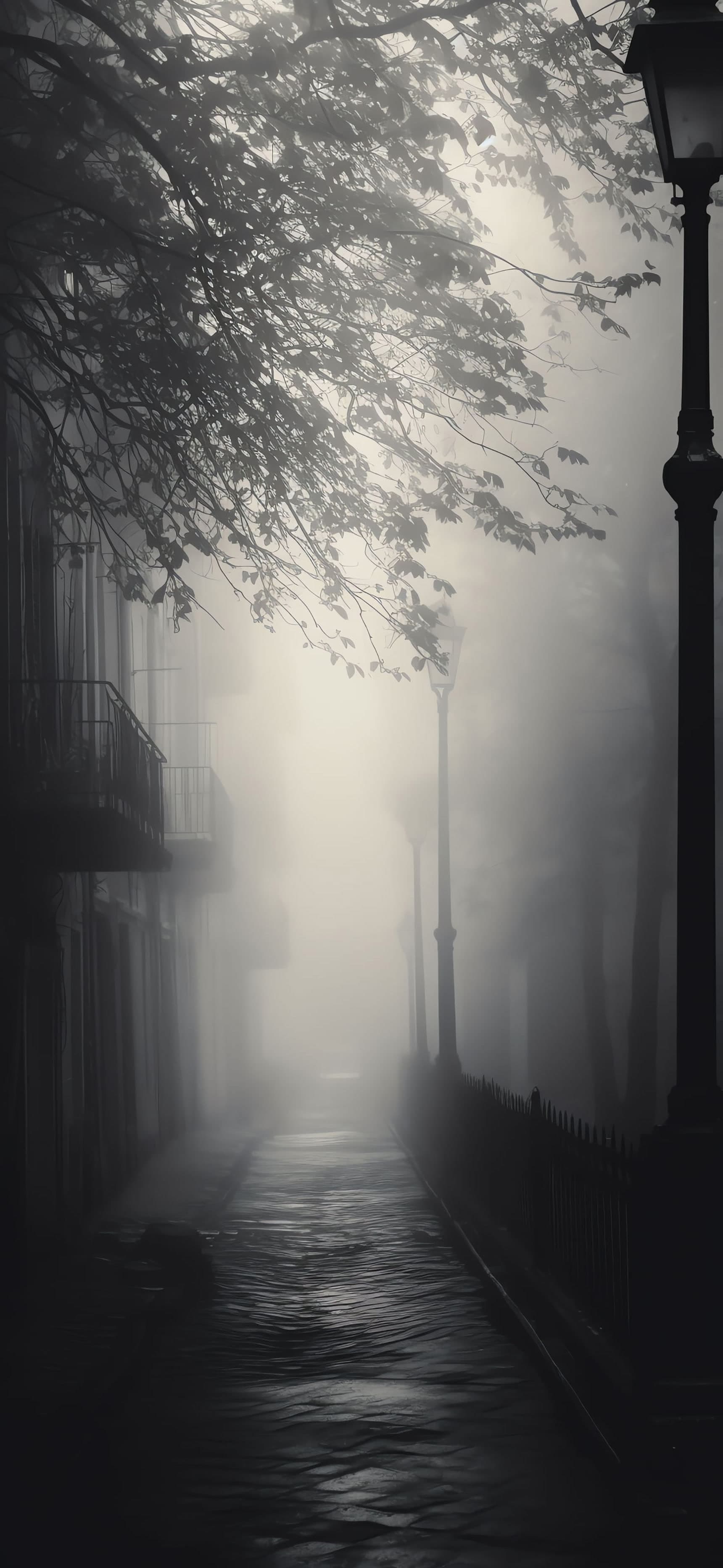 Misty Street - free phone wallpaper