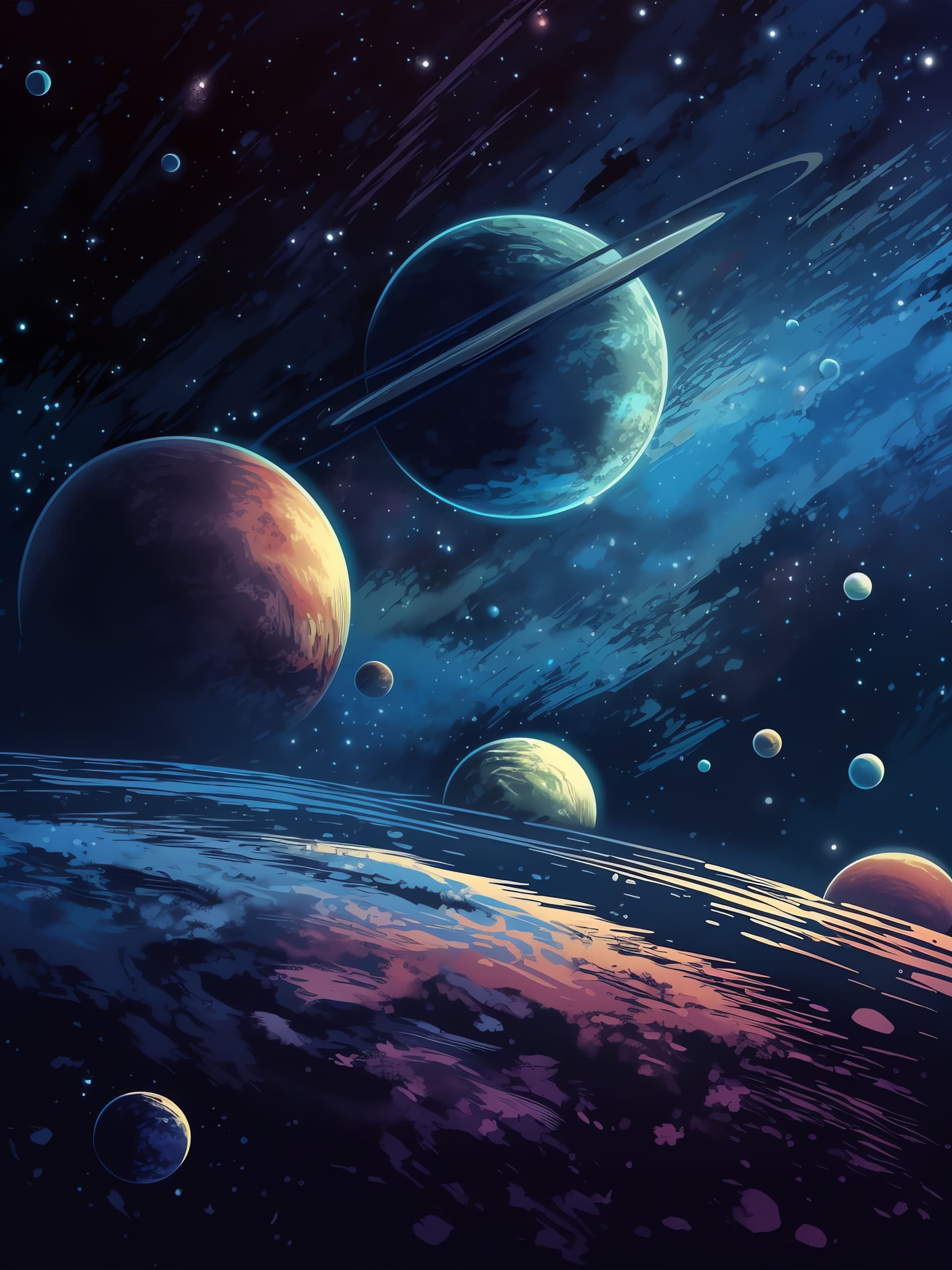 Cosmic Planetscape - free phone wallpaper