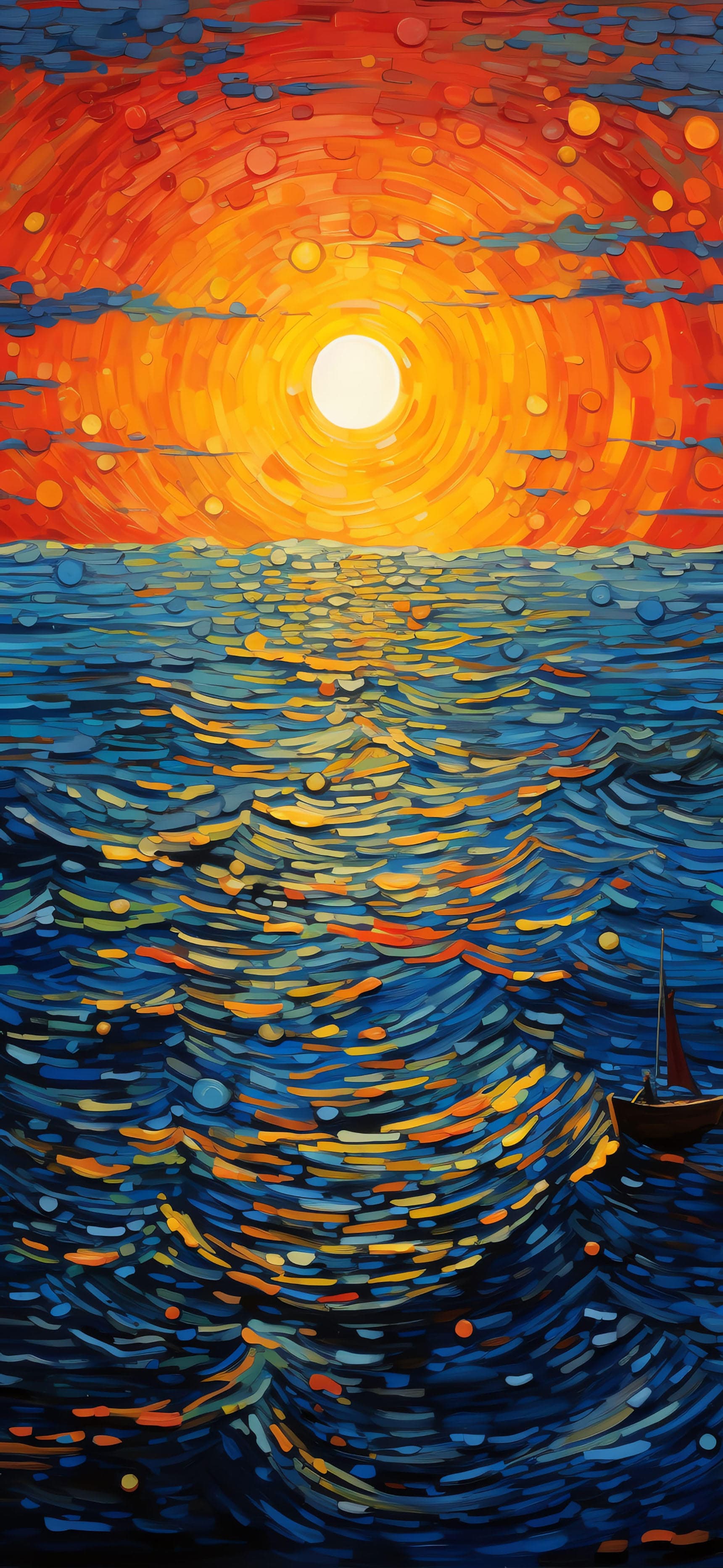 Ocean Sunset Strokes - free phone wallpaper