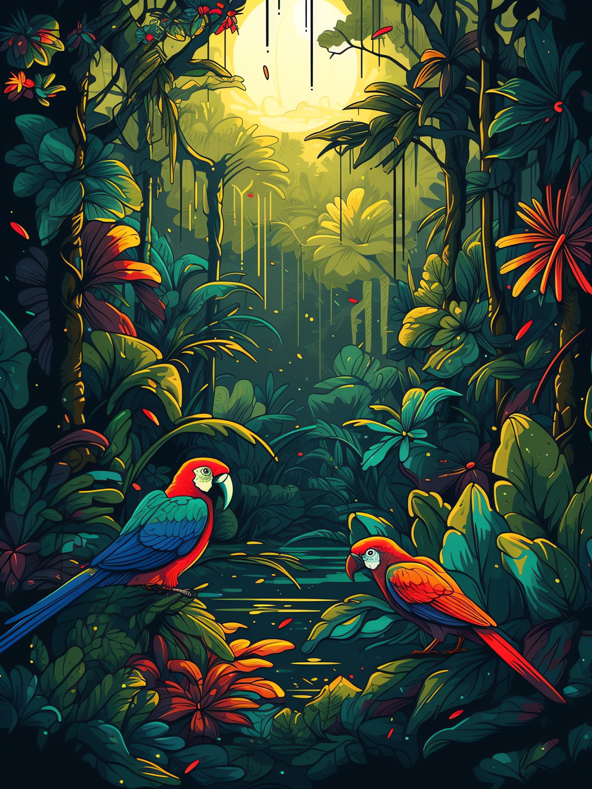 Tropical Parrot Paradise - free phone wallpaper