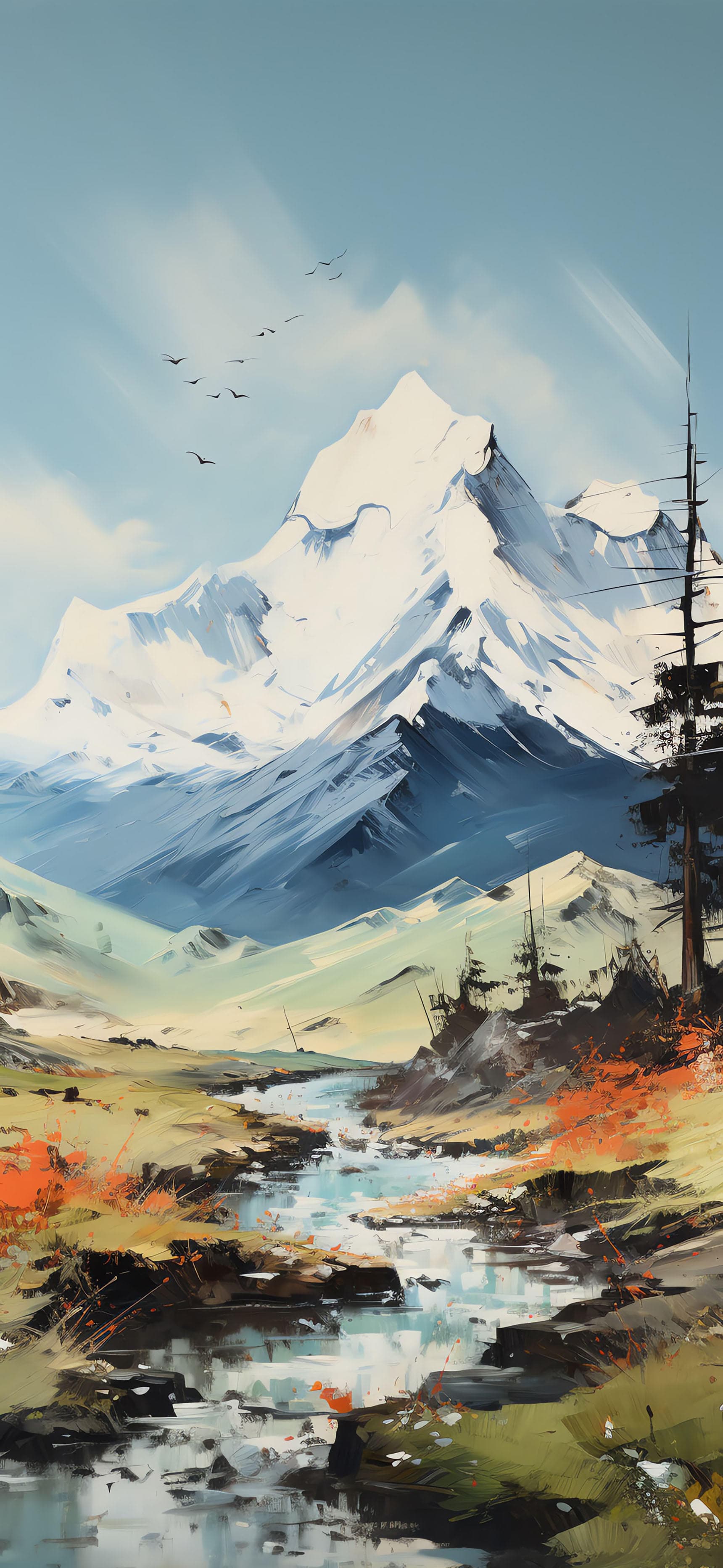 Mountain River Scene - free phone wallpaper