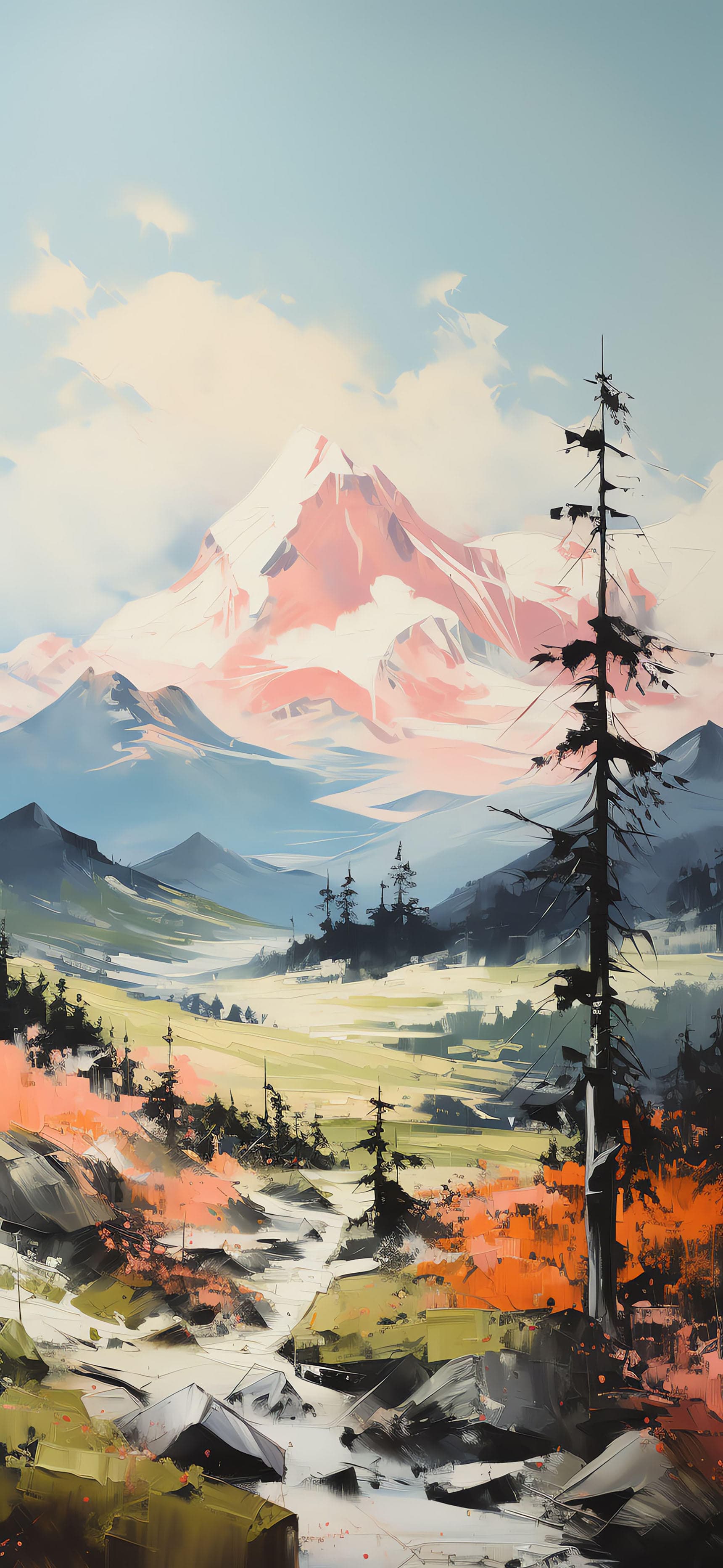 Painted Mountain Vista - free phone wallpaper