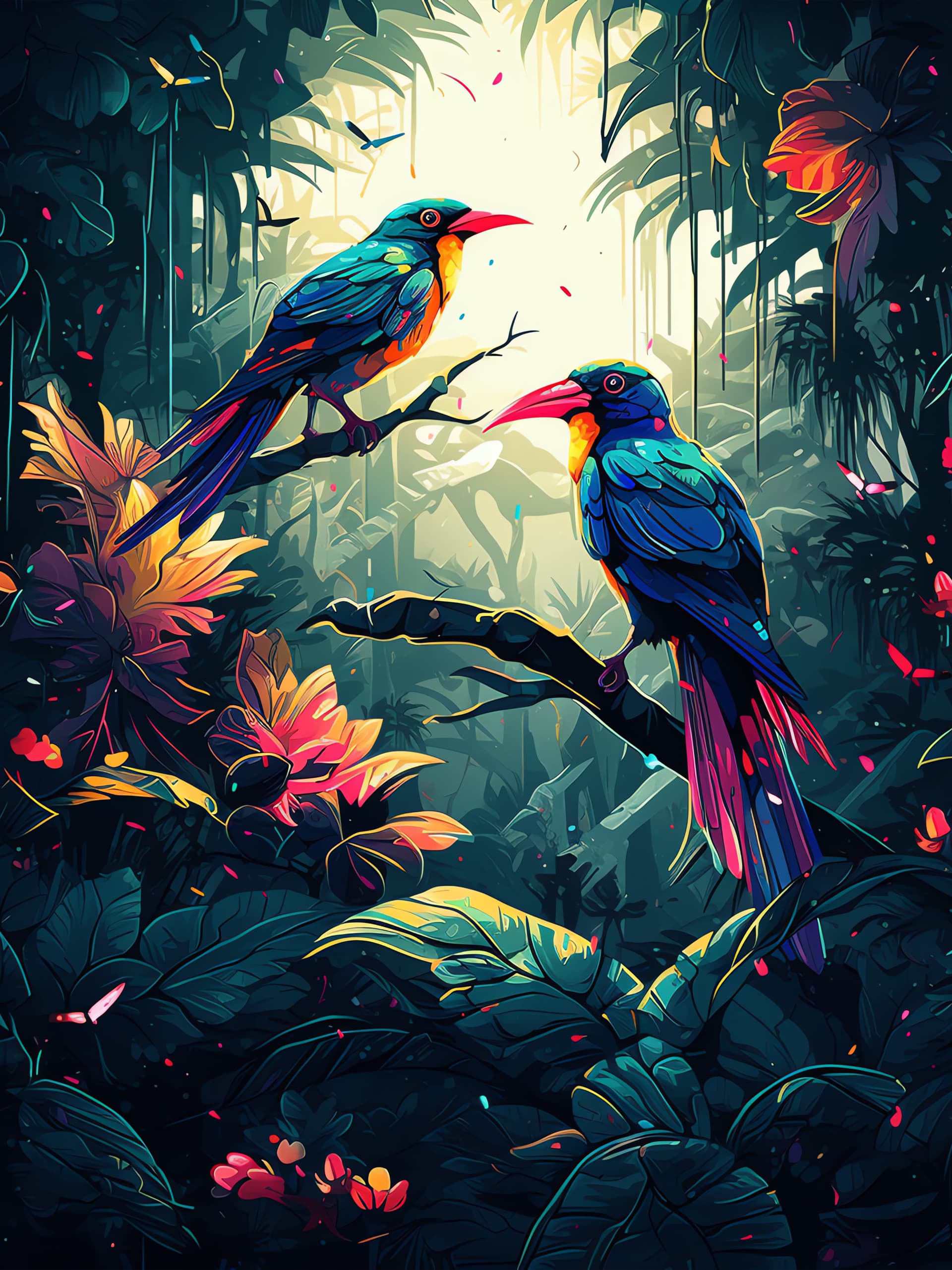 Jungle Bird Paradise - free phone wallpaper