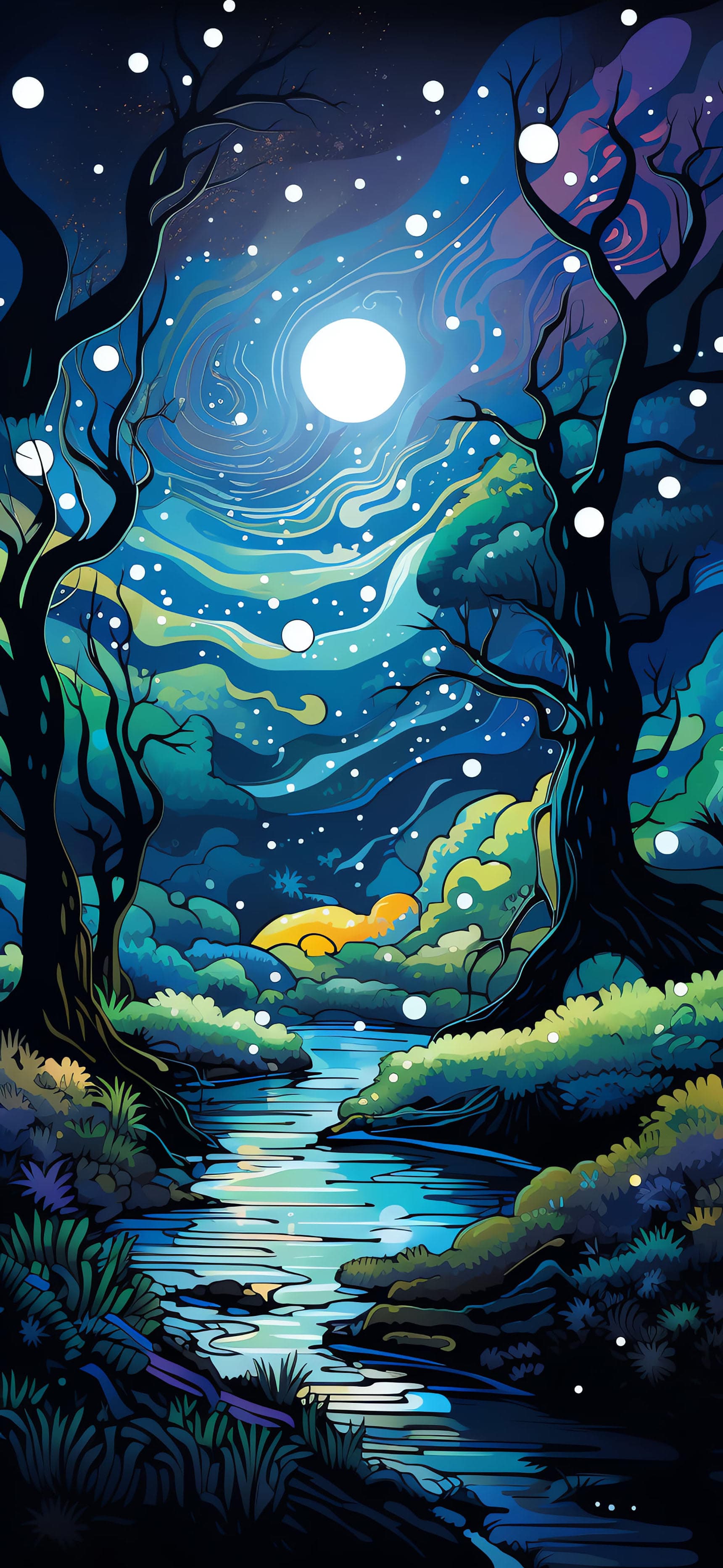Enchanted Night Stream - free phone wallpaper
