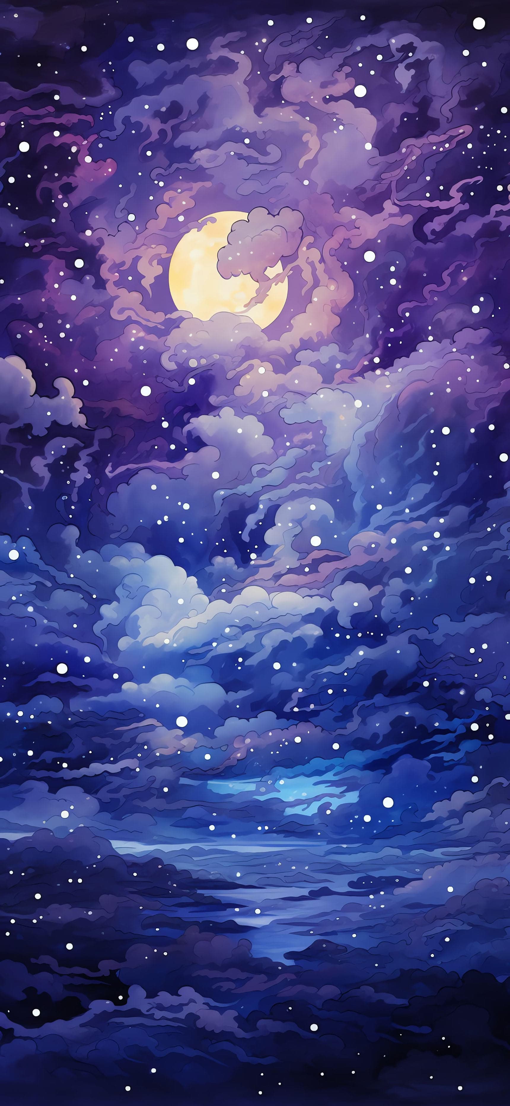 Moonlit Cloudscape Fantasy - free phone wallpaper