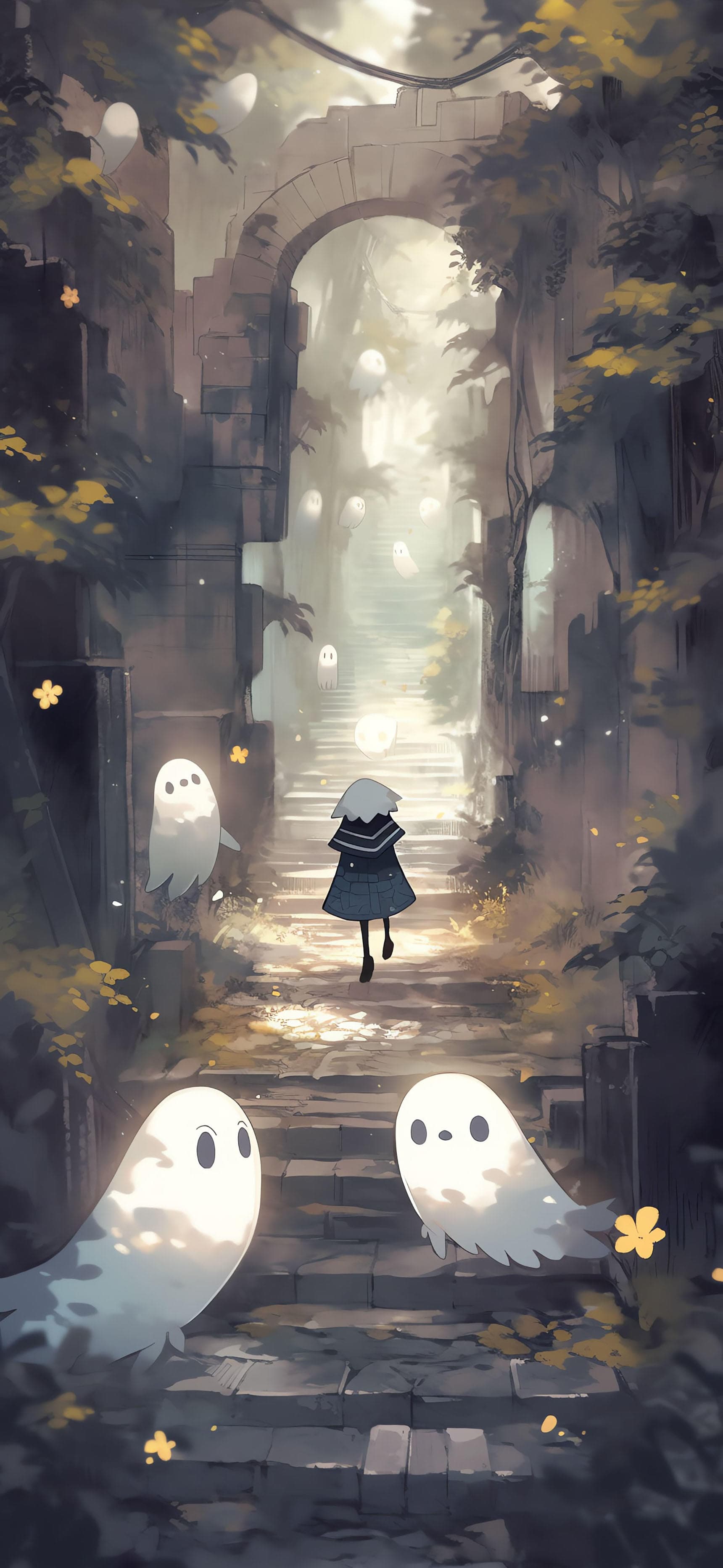 Ghostly Garden Path - free phone wallpaper