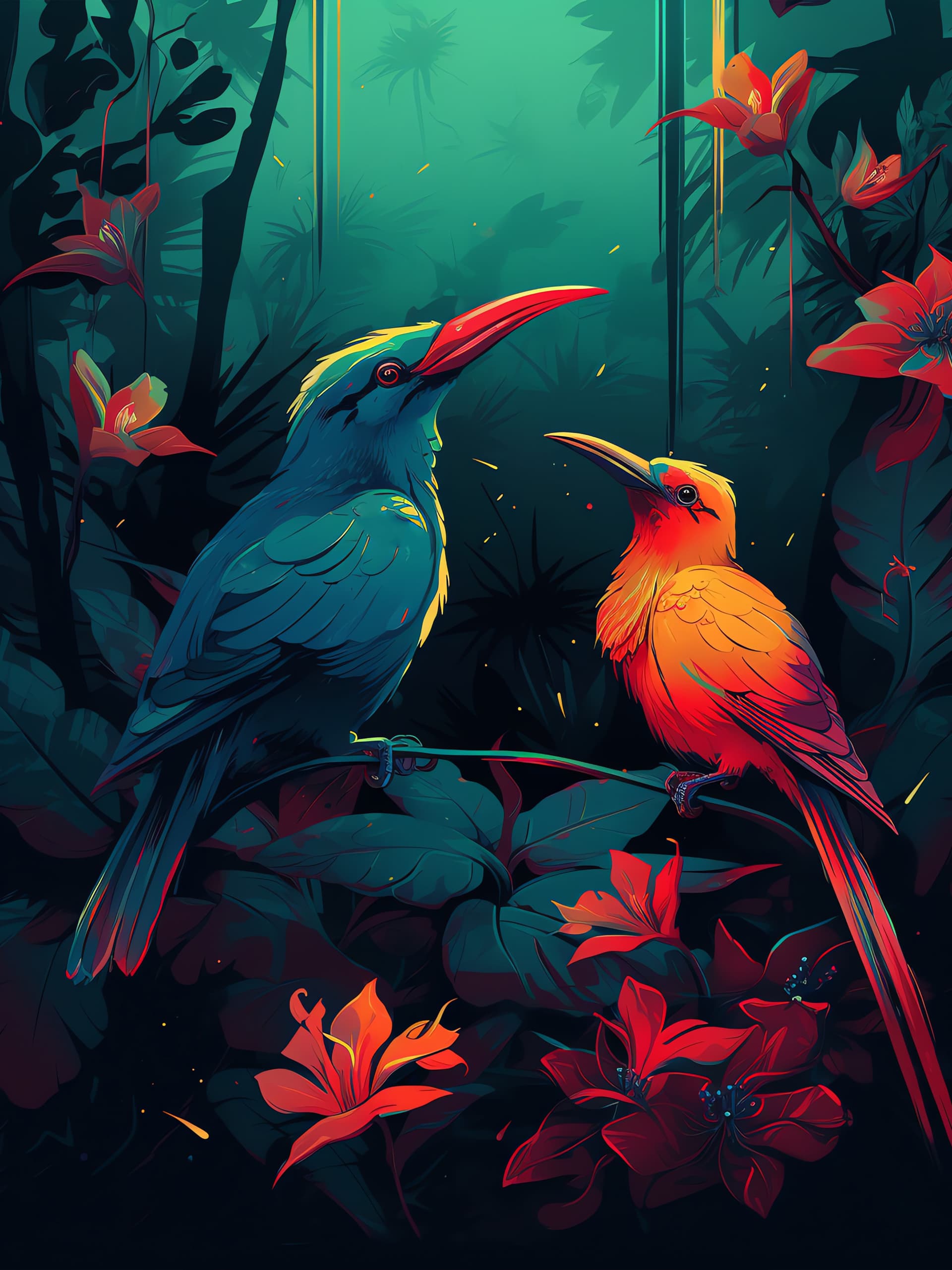 Tropical Birds - free phone wallpaper