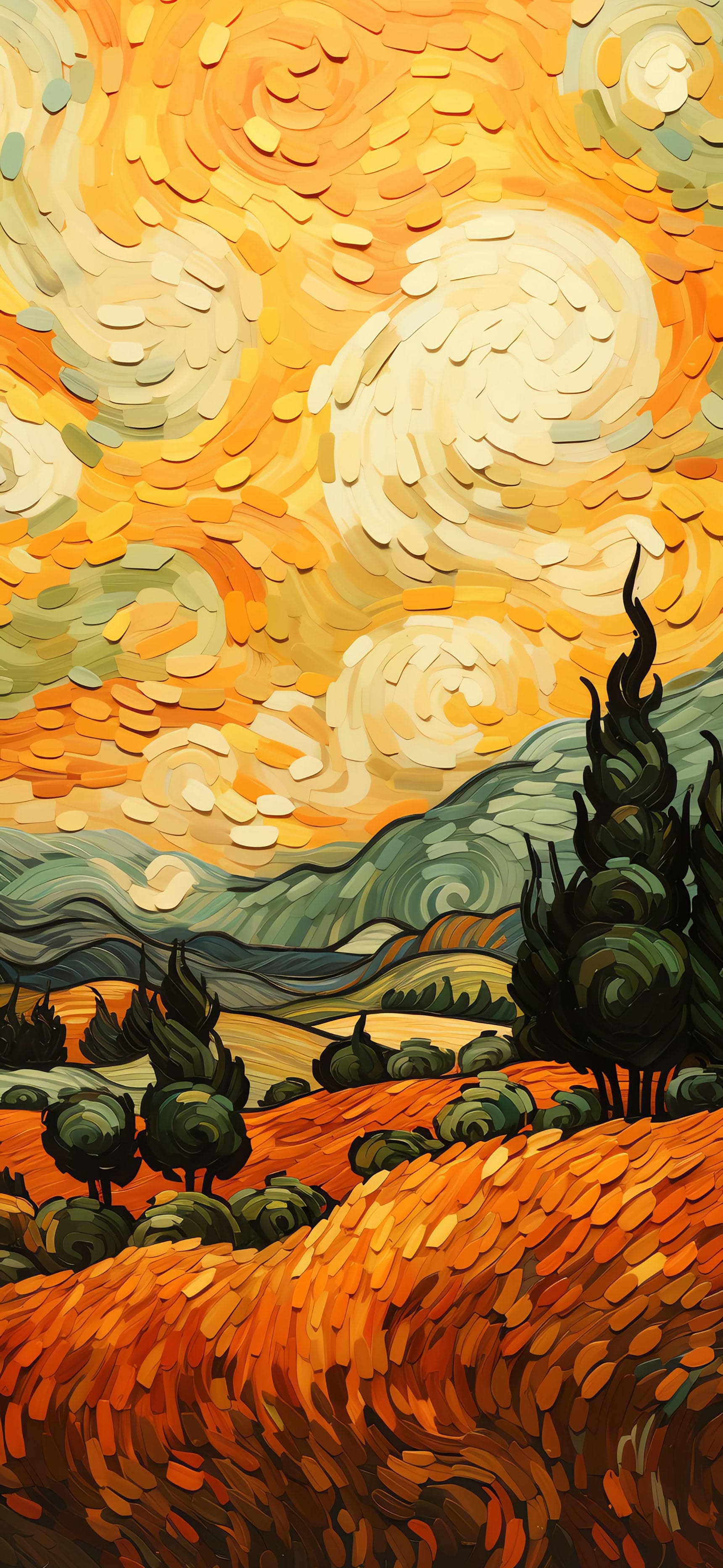 Impressionist Fieldscape - free phone wallpaper
