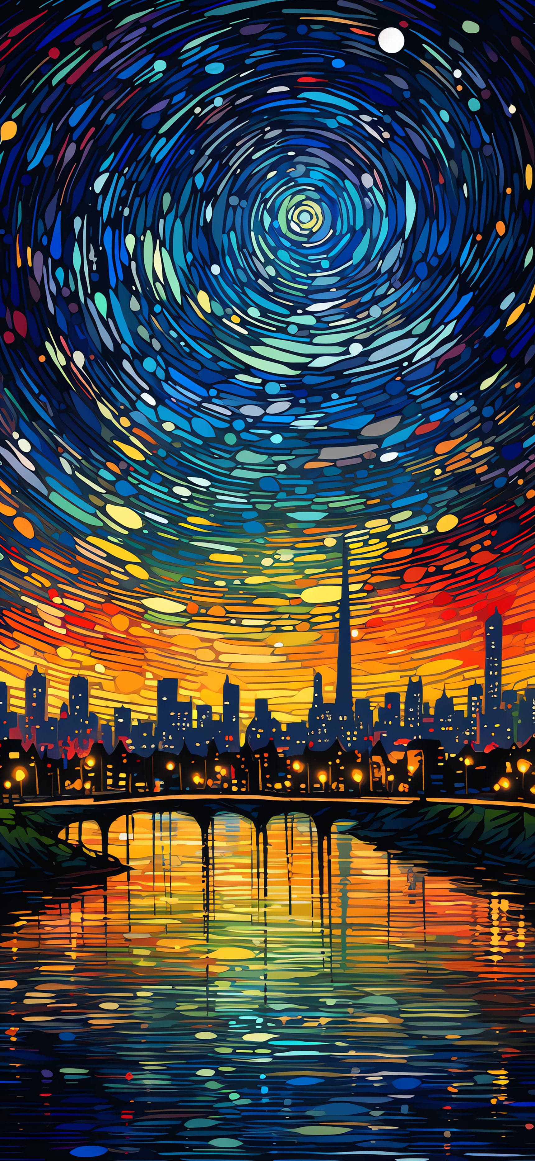 City Lights Swirl - free phone wallpaper