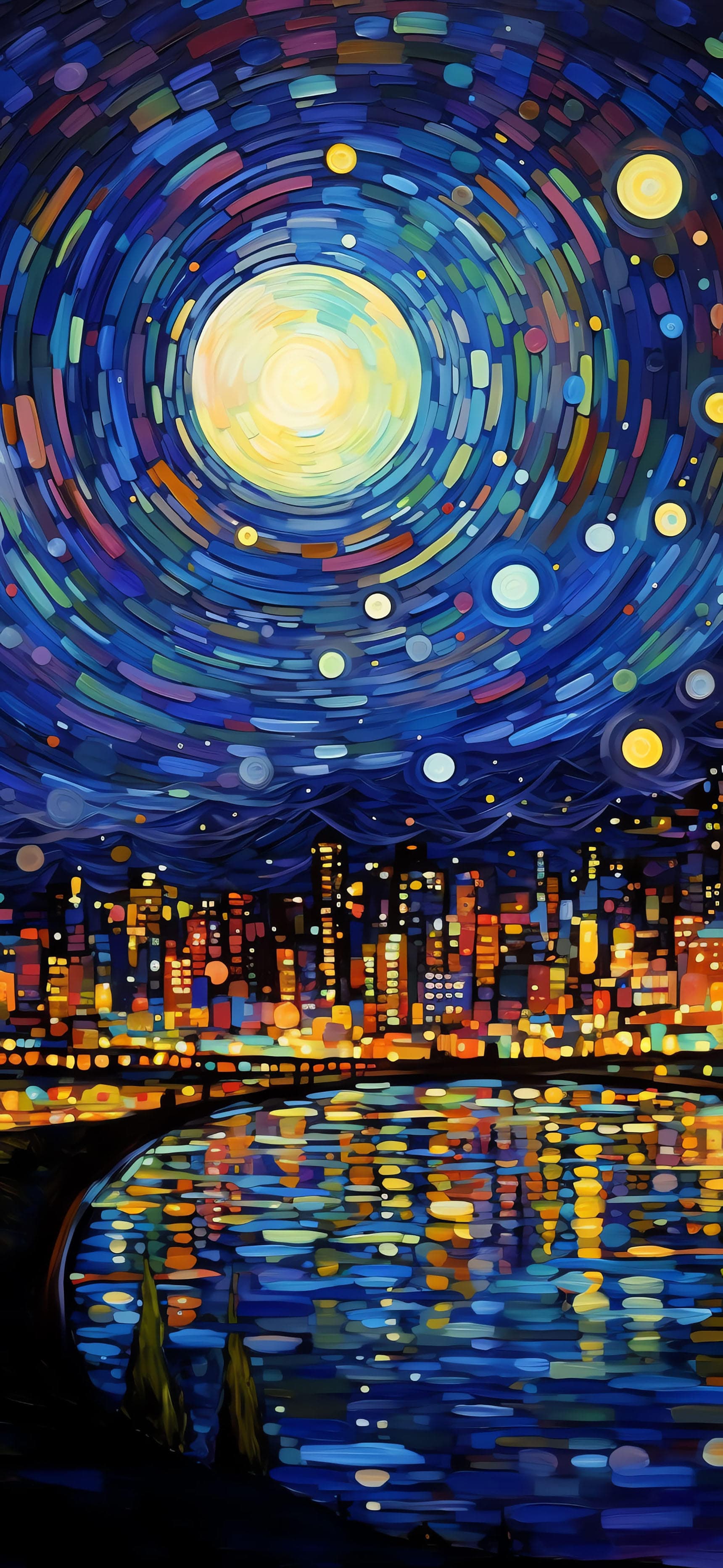 City Starry Night - free phone wallpaper