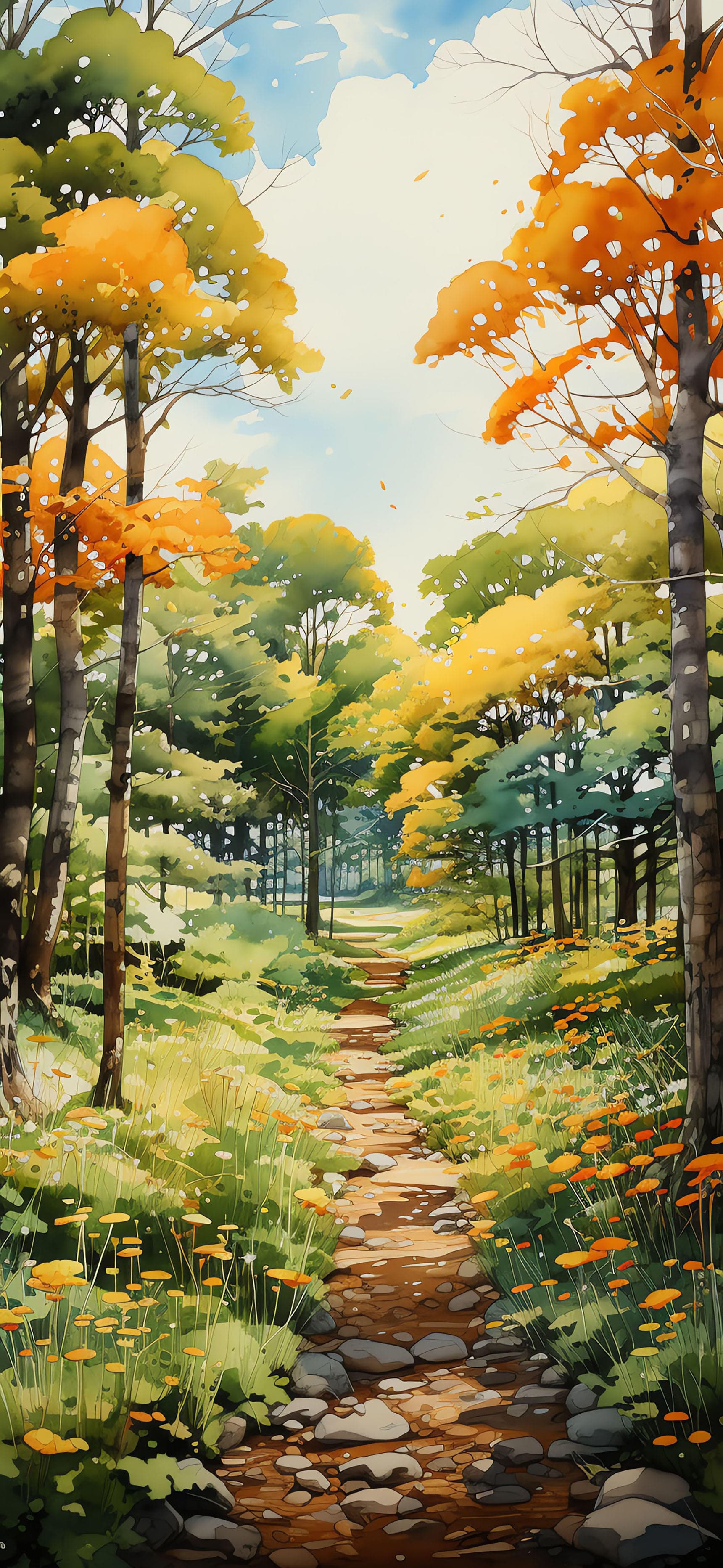 Autumn Forest Path - free phone wallpaper