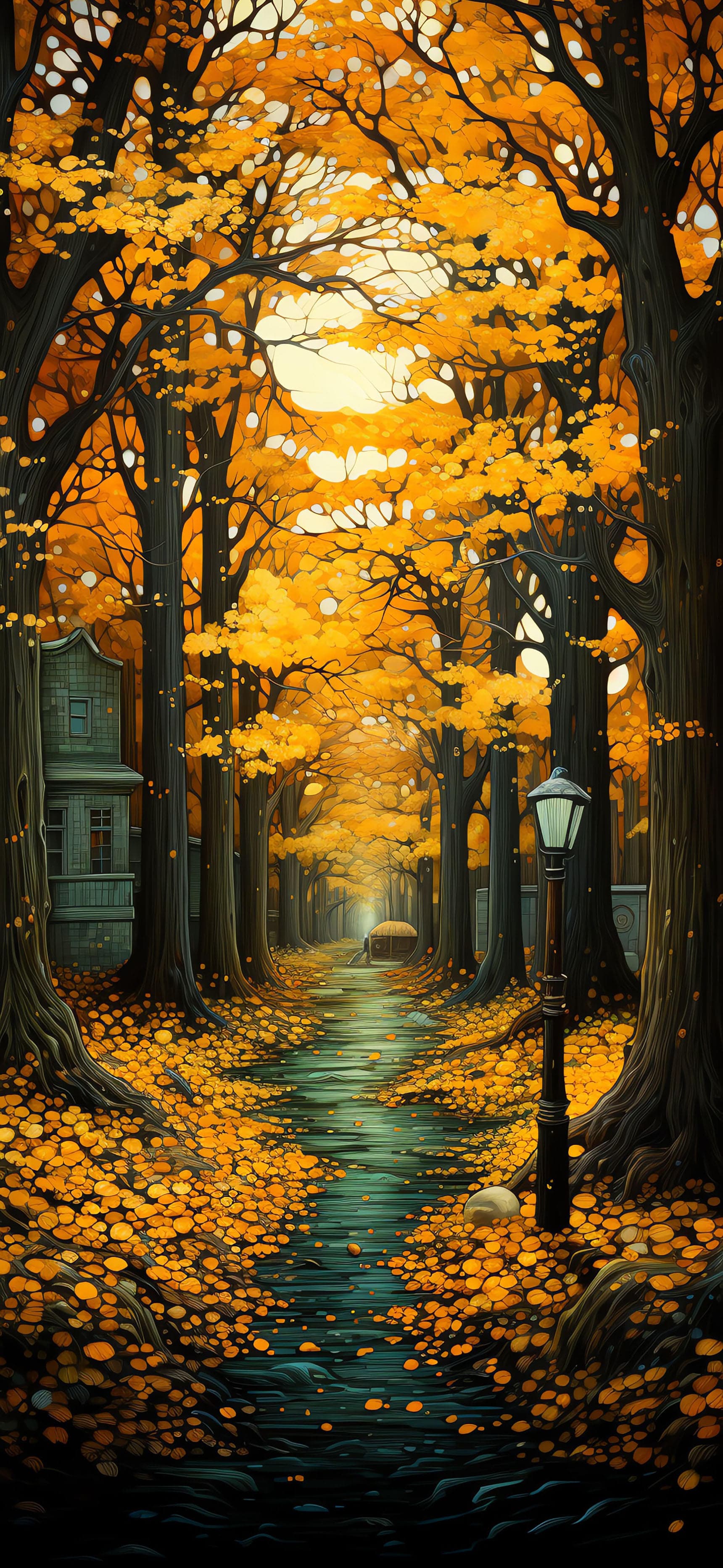 Autumnal Forest Path - free phone wallpaper