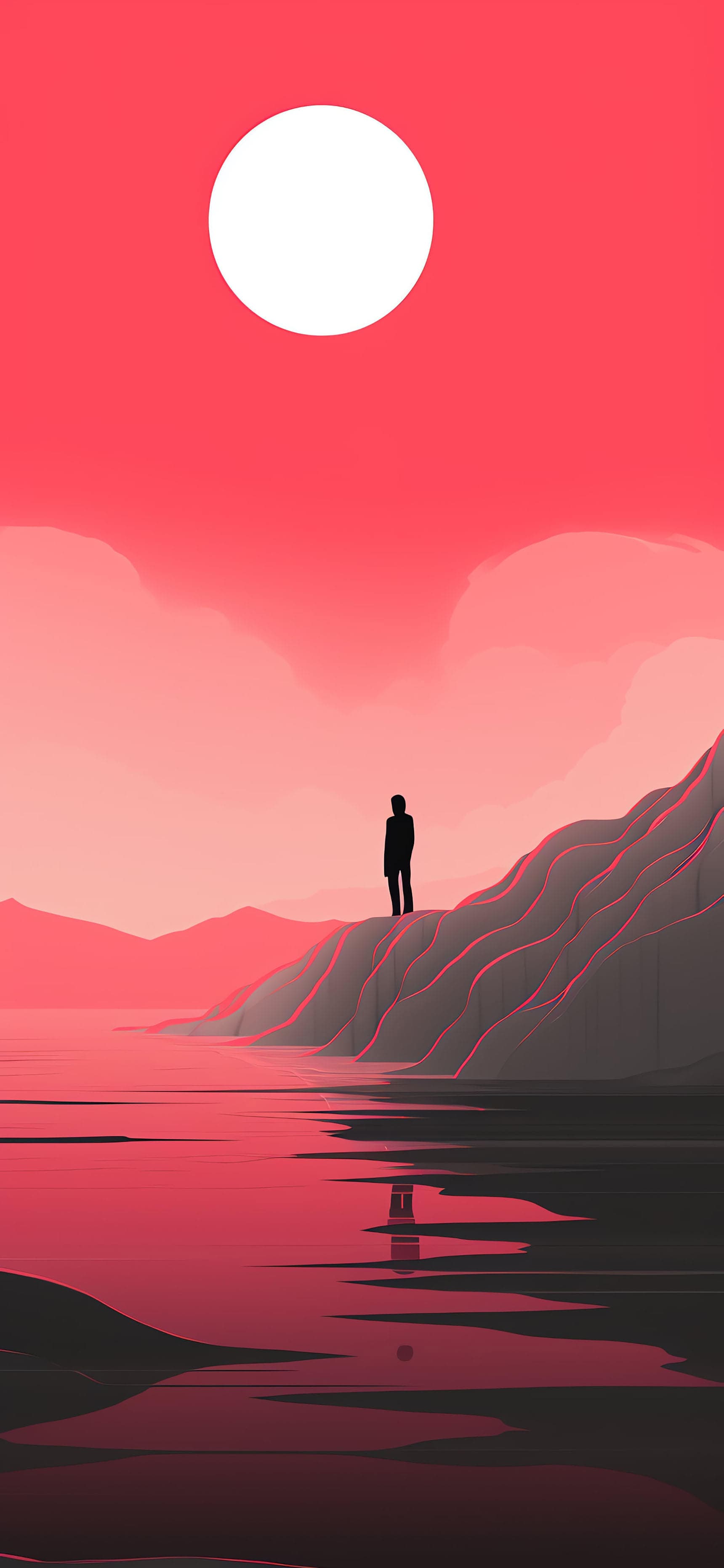 Crimson Solitude Scene - free phone wallpaper
