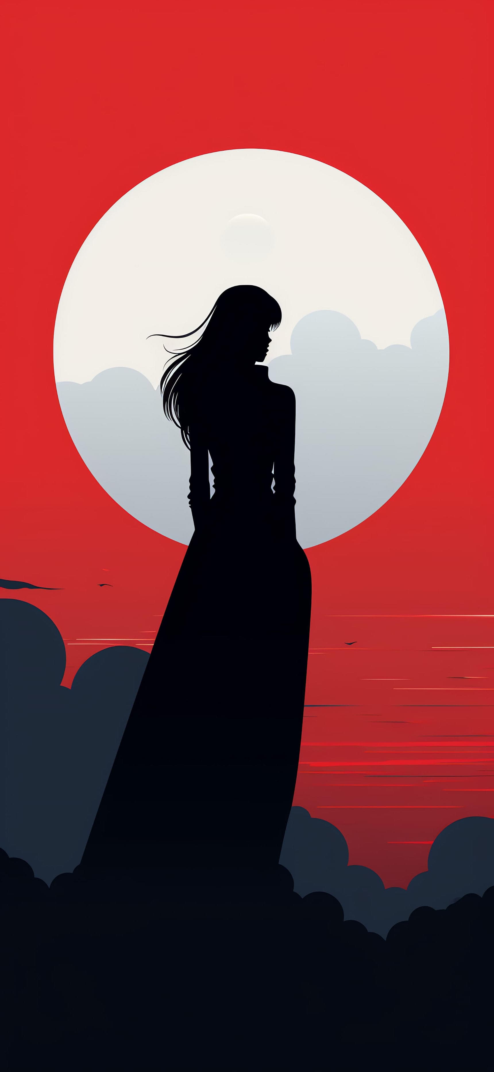 Crimson Silhouette - free phone wallpaper