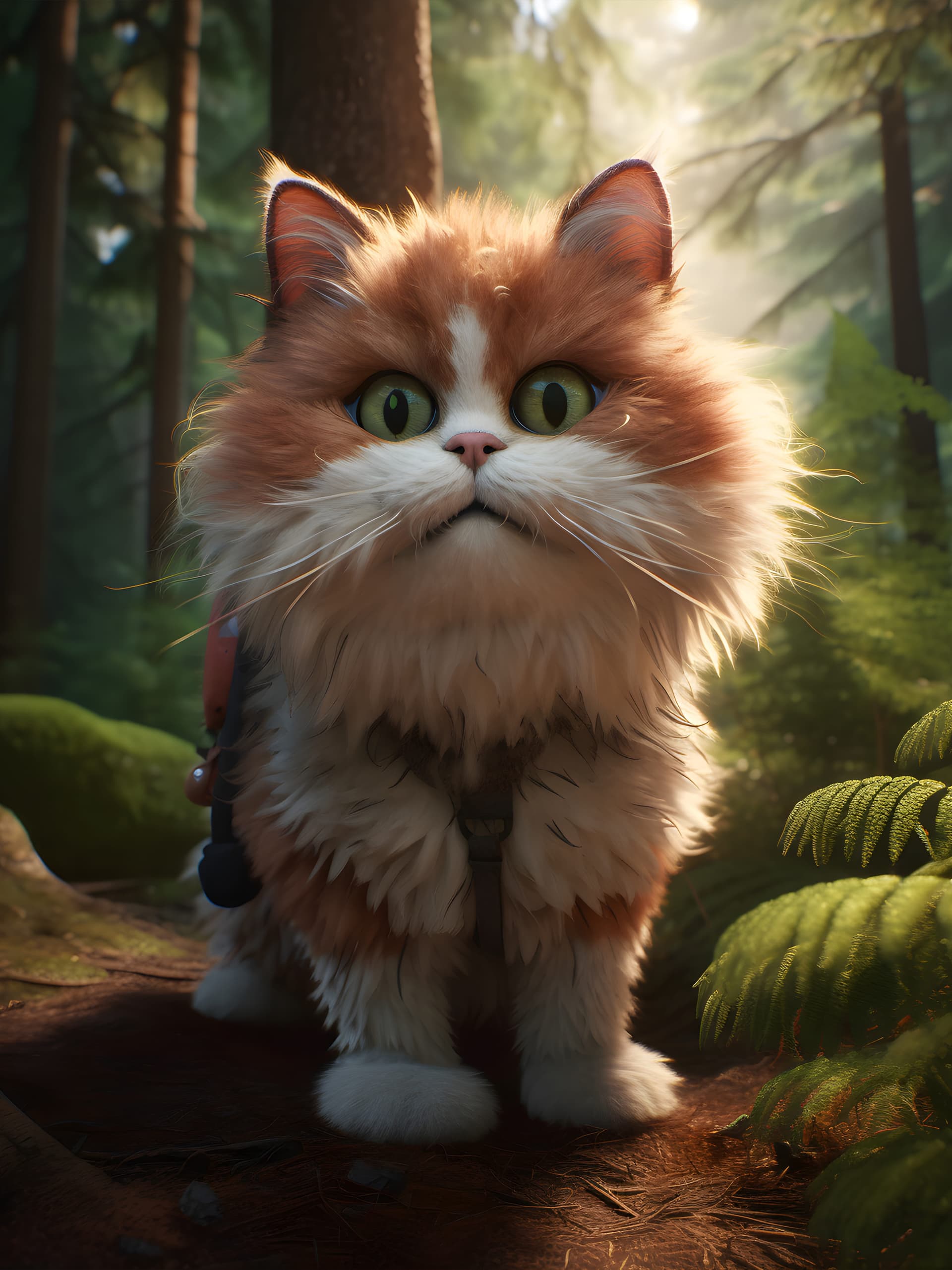 Adventurous Forest Cat - free phone wallpaper