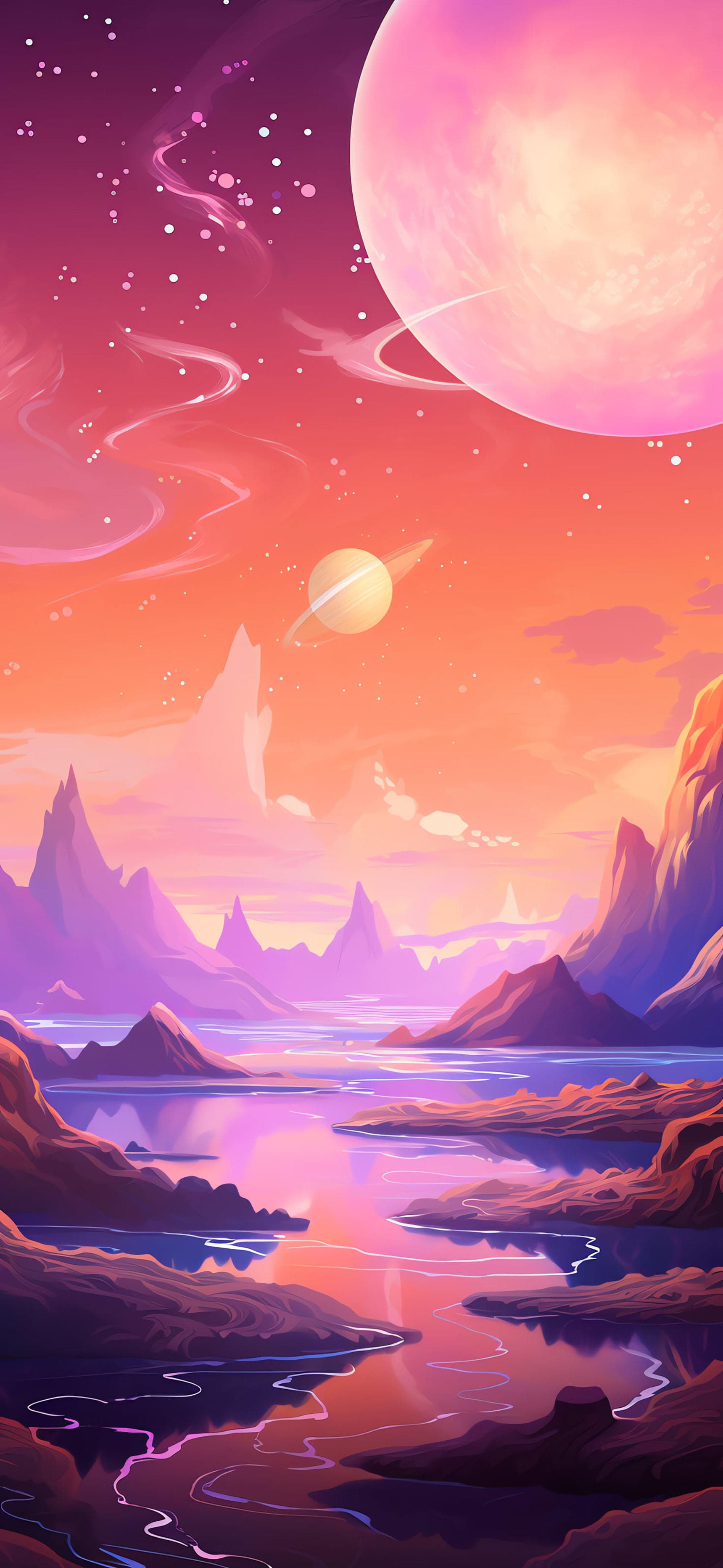 Cosmic Planetscape - free phone wallpaper