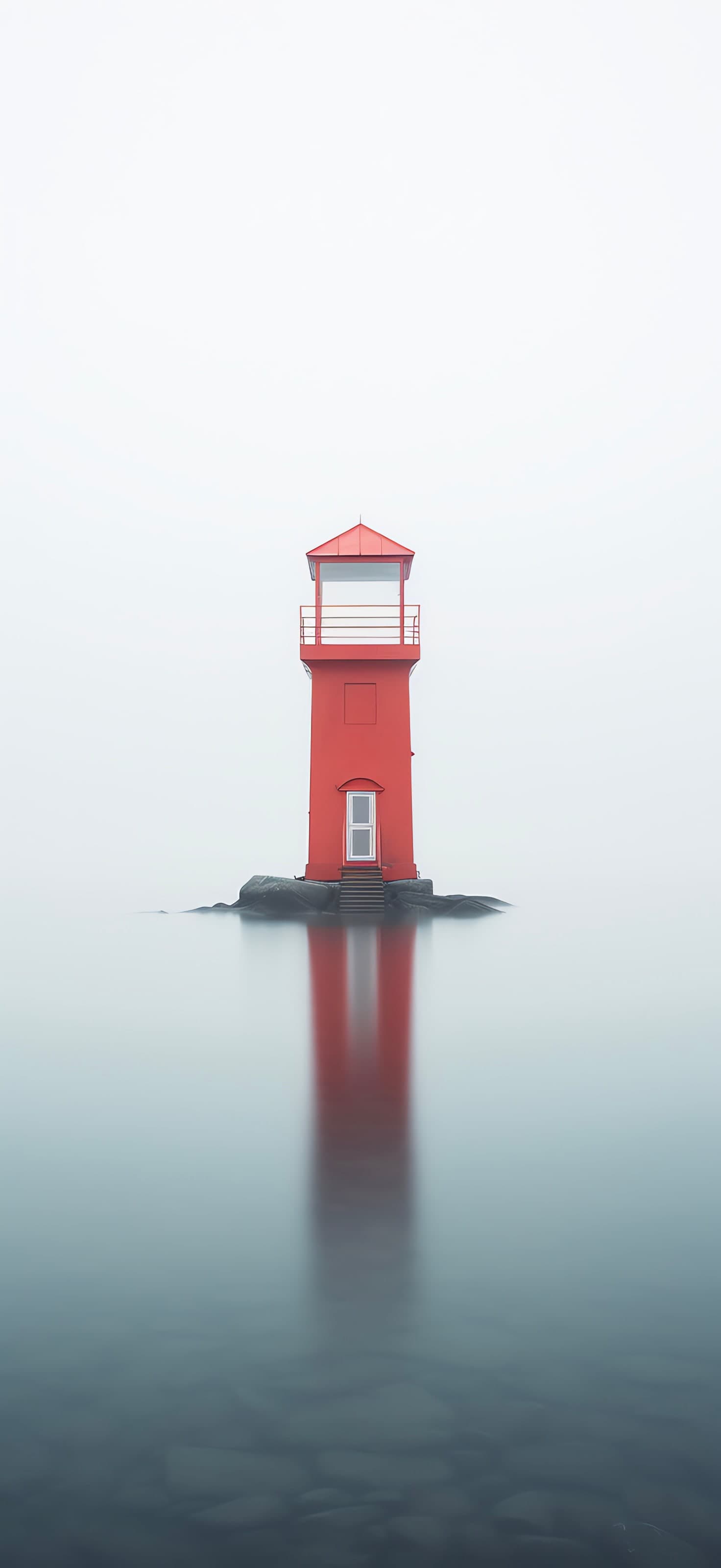 Red Lighthouse Reflection - free phone wallpaper