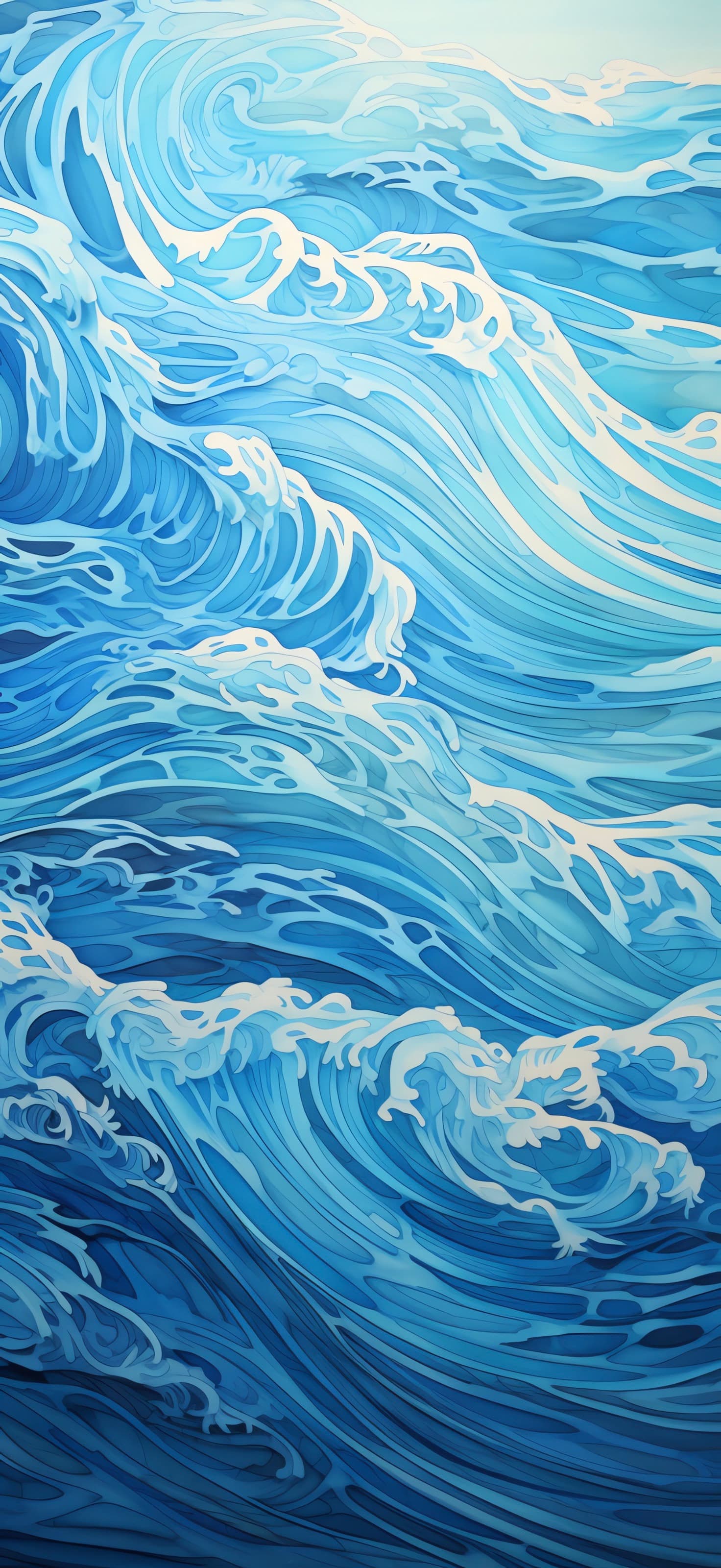 Watercolor Ocean Waves - free phone wallpaper