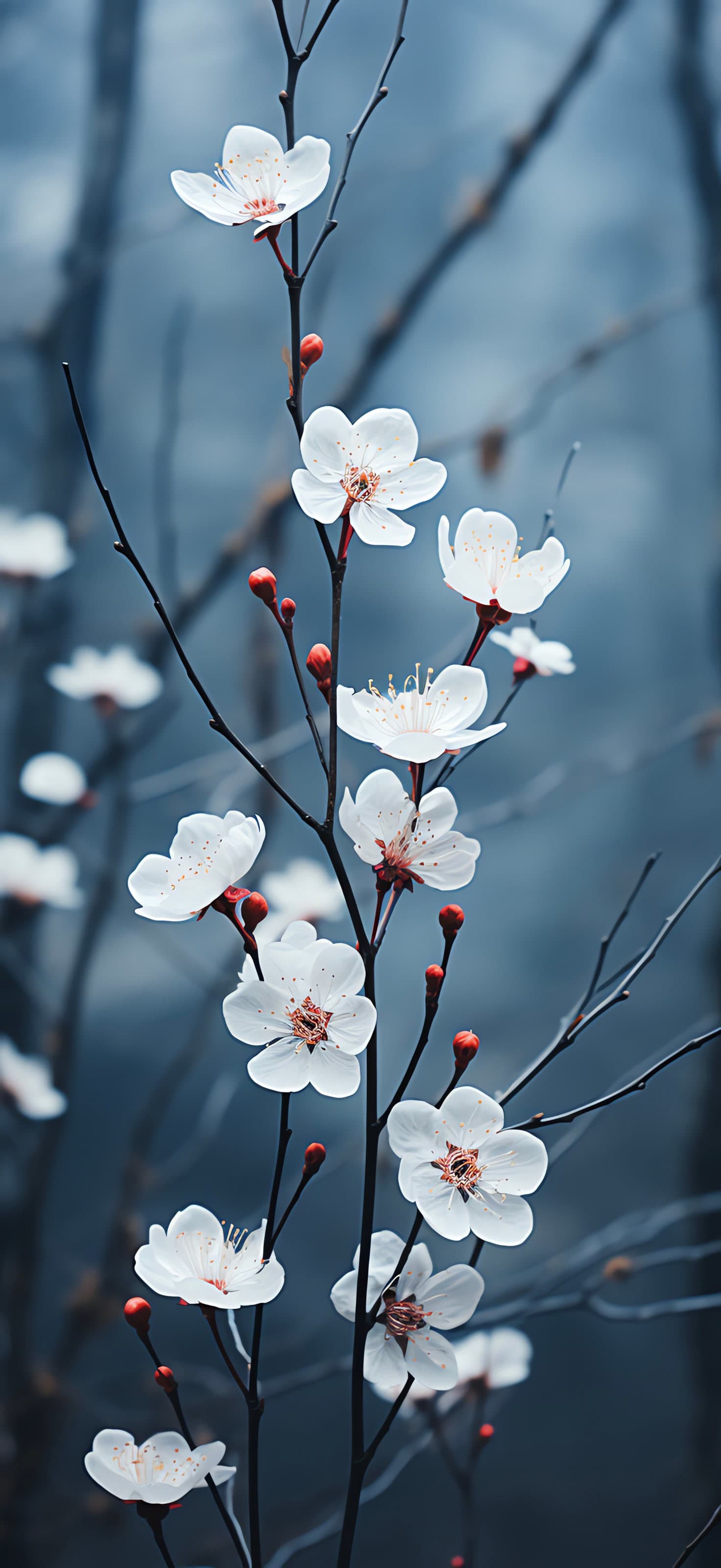 White Floral Branch - free phone wallpaper