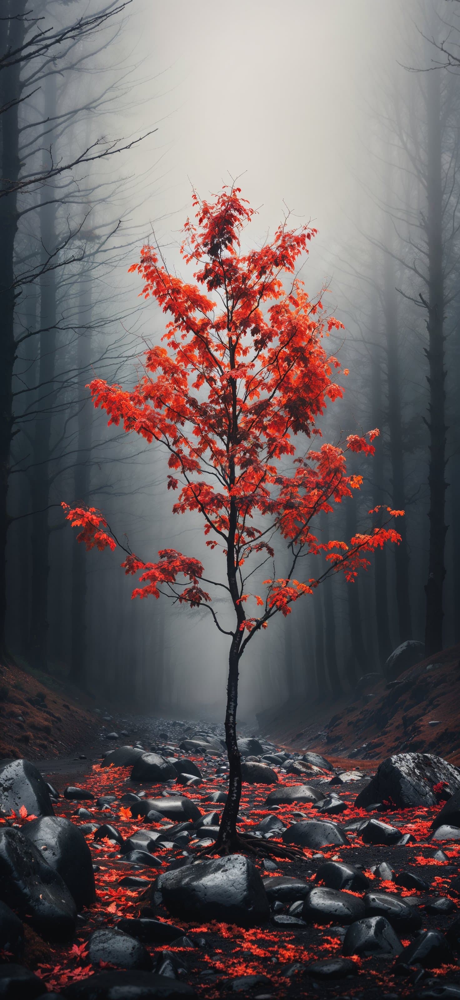 Lonely Autumn Tree - free phone wallpaper