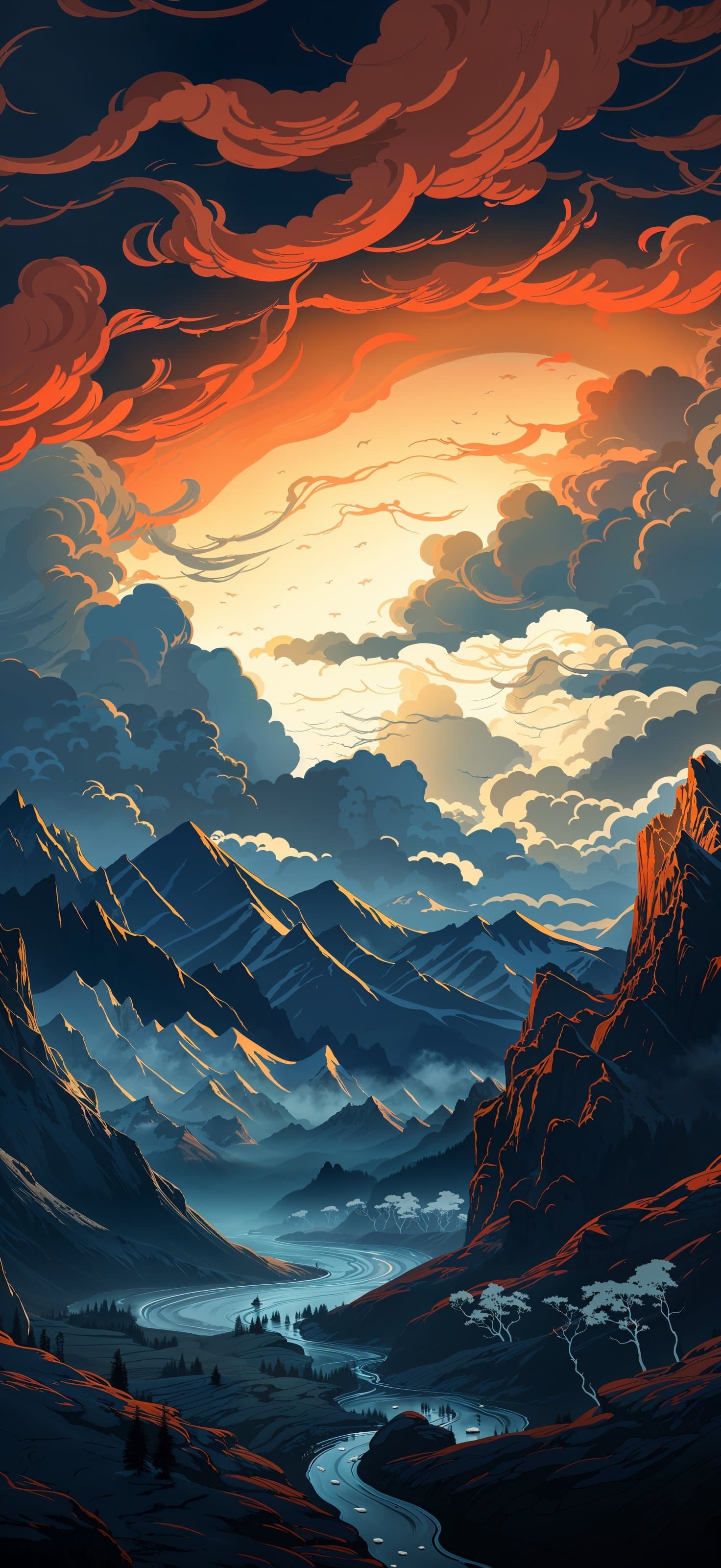 Mountainous Cloudscape View - free phone wallpaper