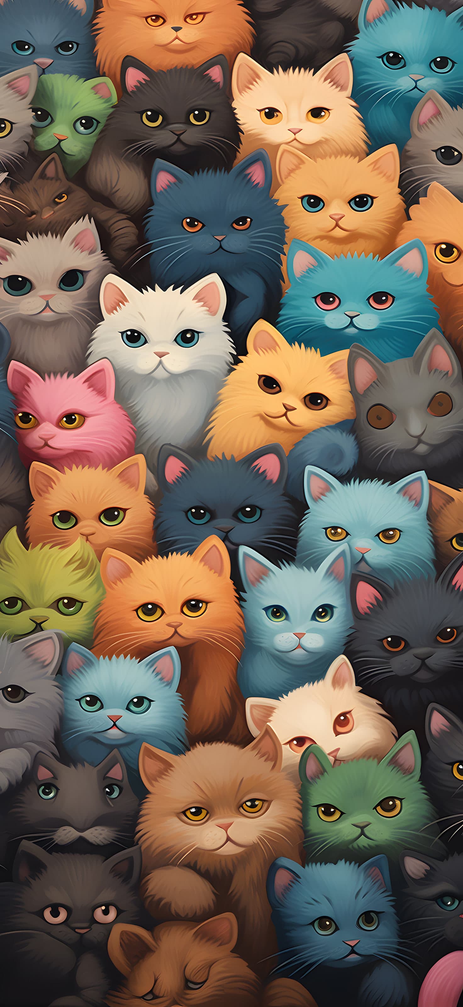 Pastel Cat Multitude - free phone wallpaper