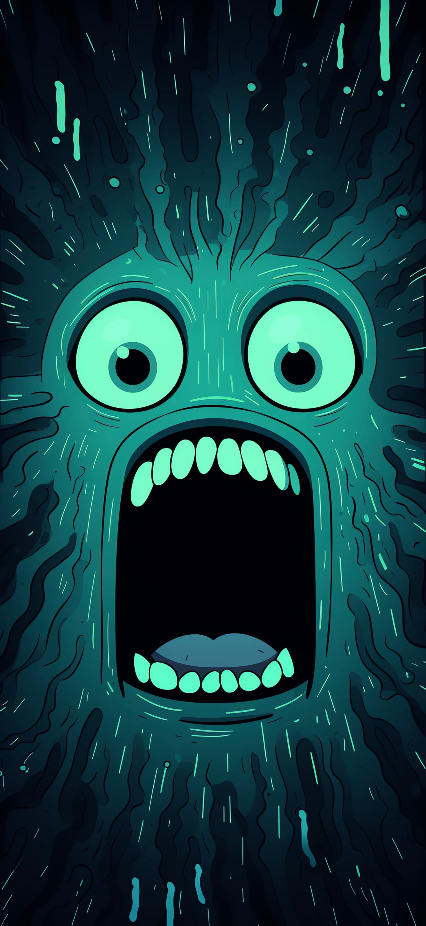 Screaming Teal Monster - free phone wallpaper