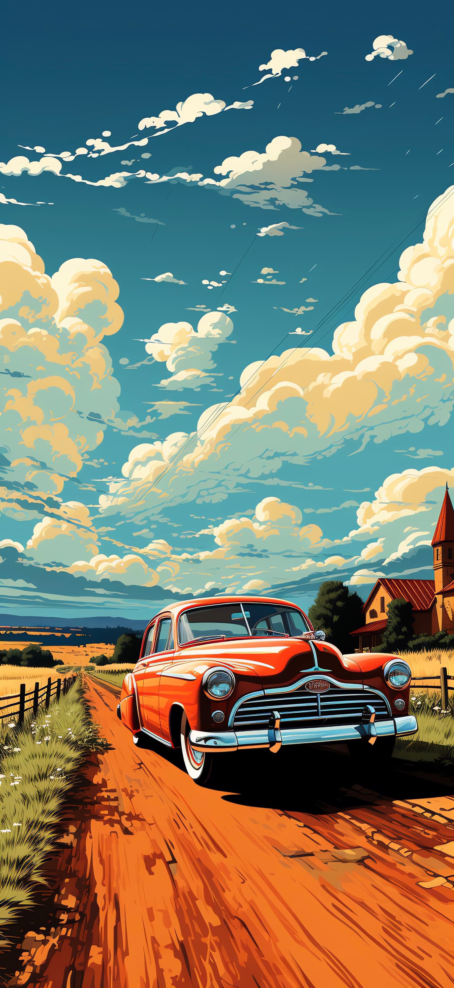 Vintage Car Journey - free phone wallpaper