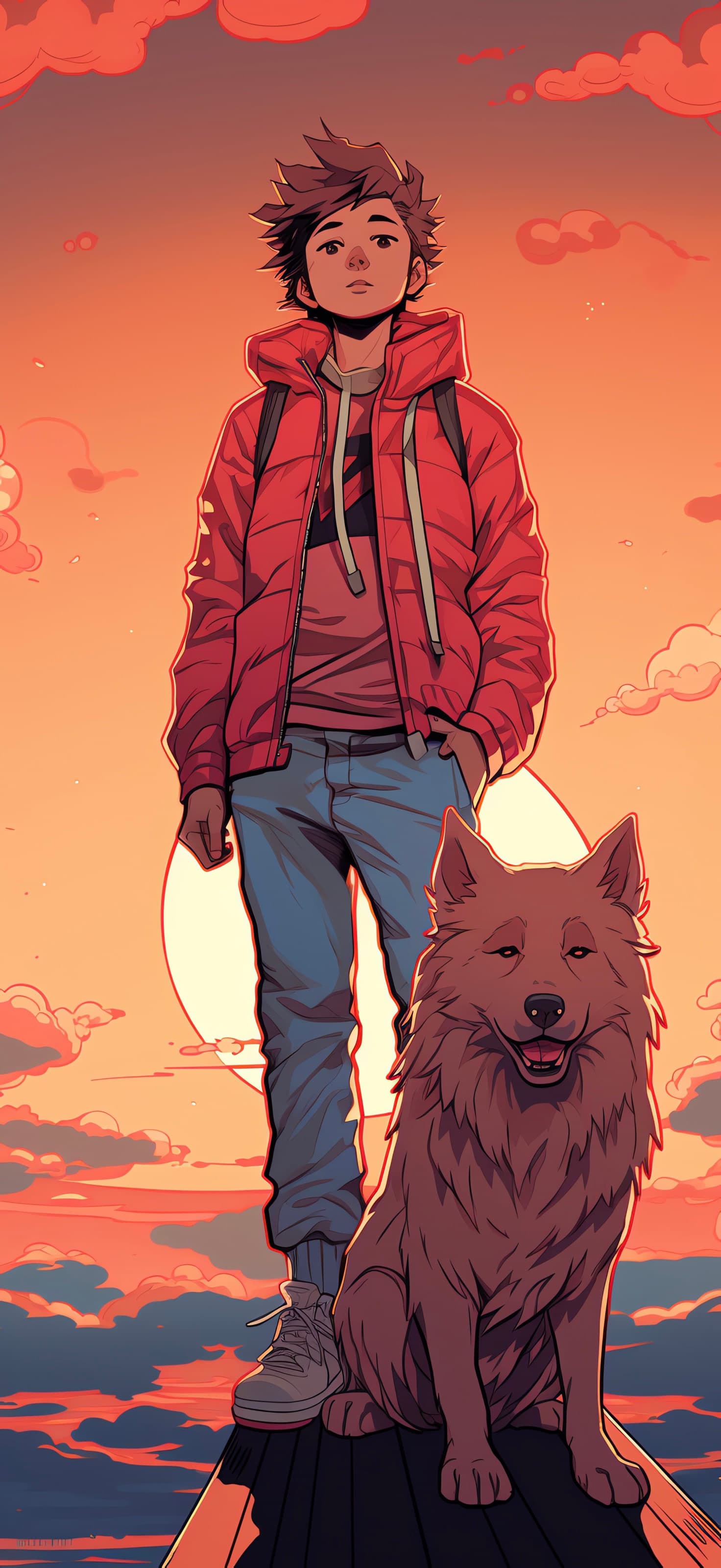 Boy and Dog - free phone wallpaper