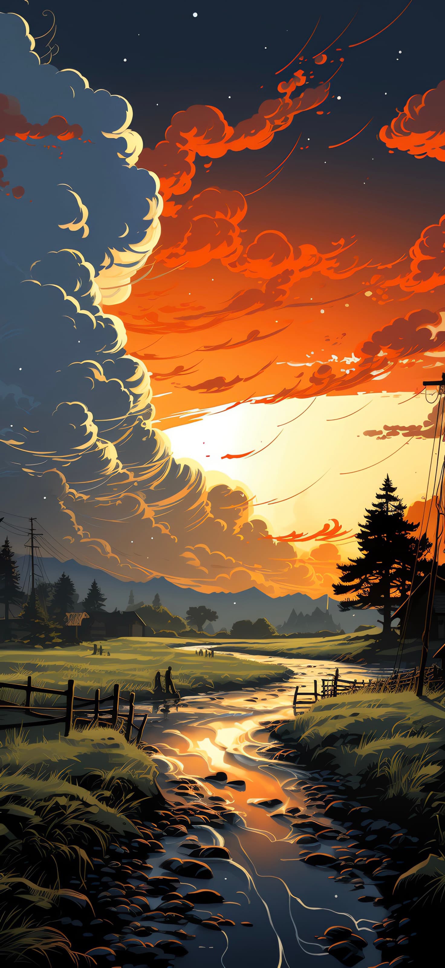 Sunset Stream - free phone wallpaper