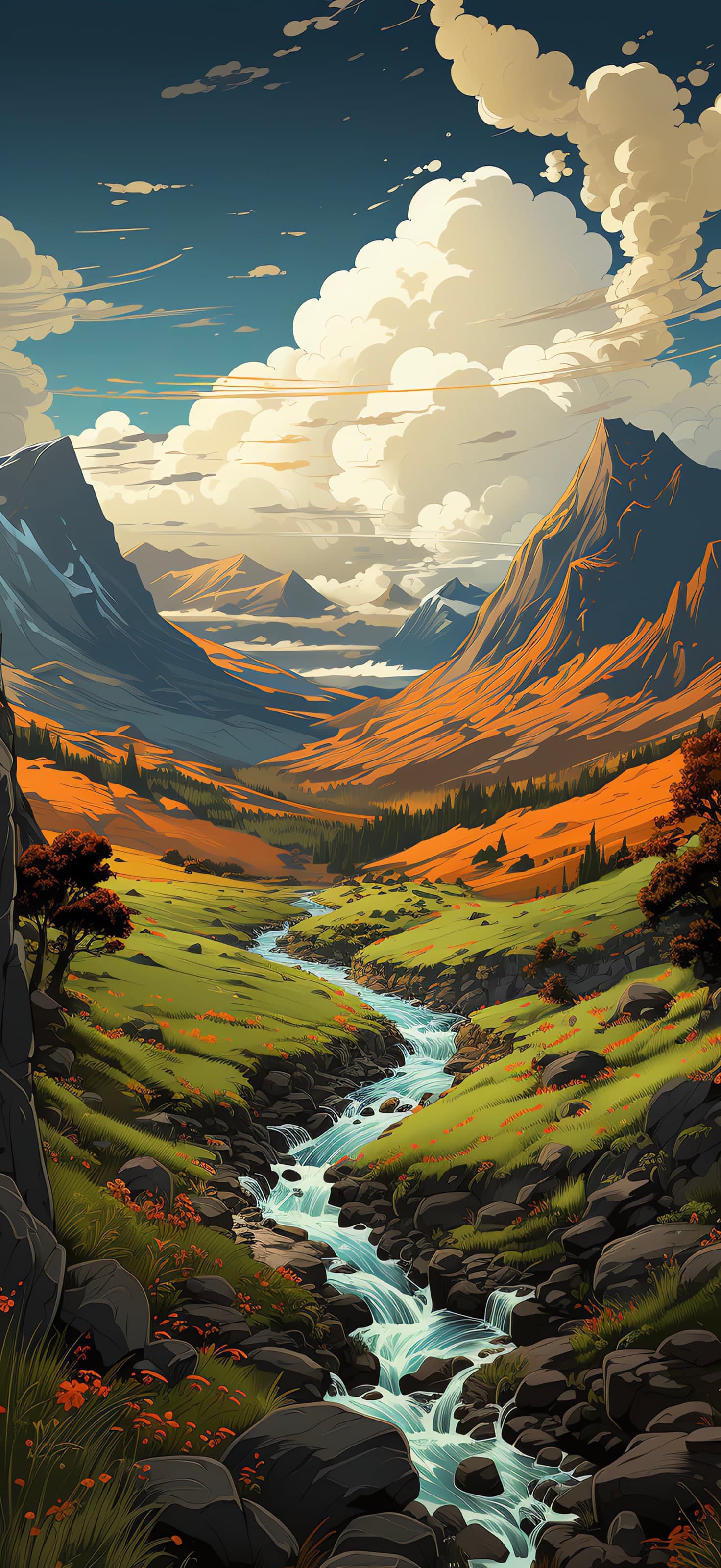 Mountain Valley Stream - free phone wallpaper