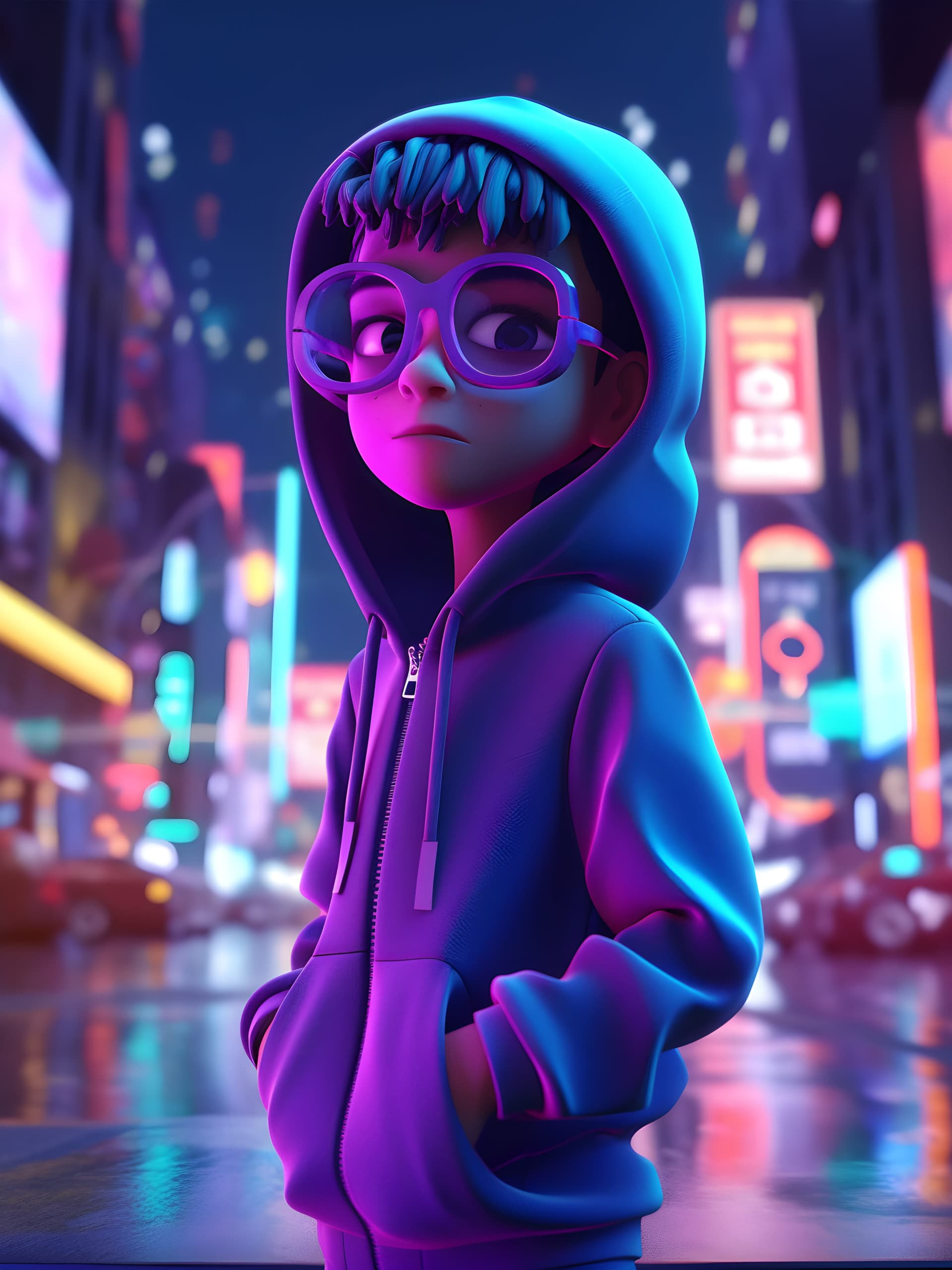Neon City Kid - free phone wallpaper