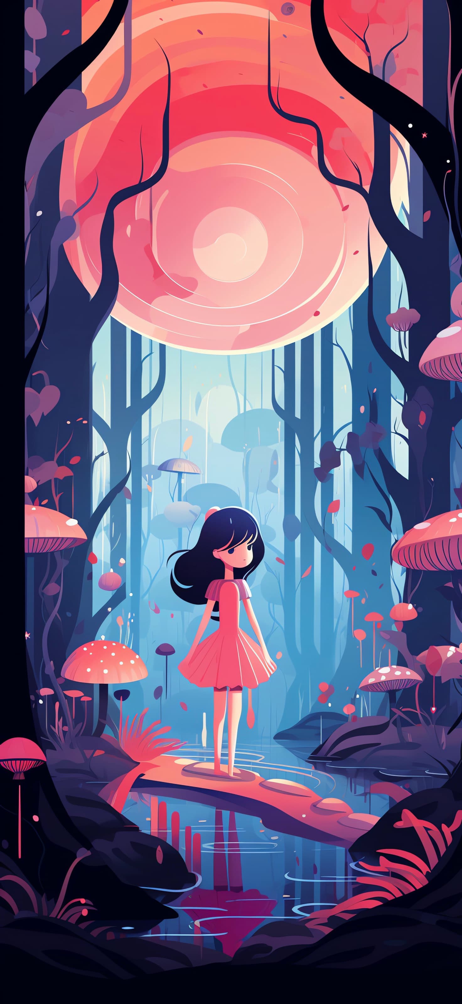 Mushroom Forest Girl - free phone wallpaper