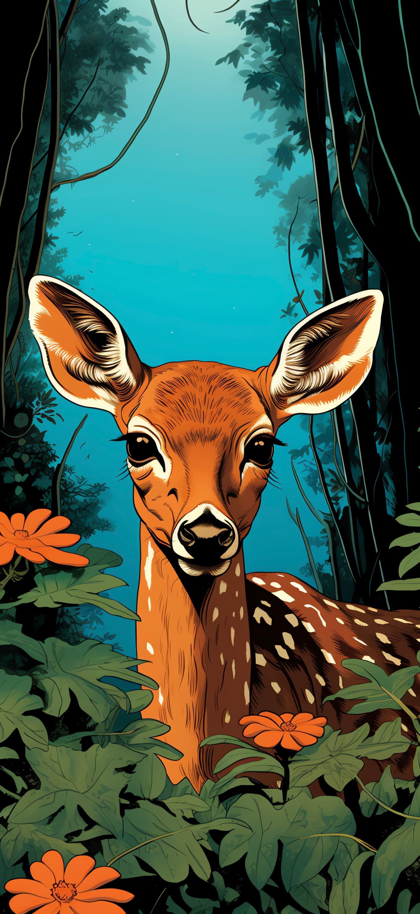Forest Fawn Portrait - free phone wallpaper