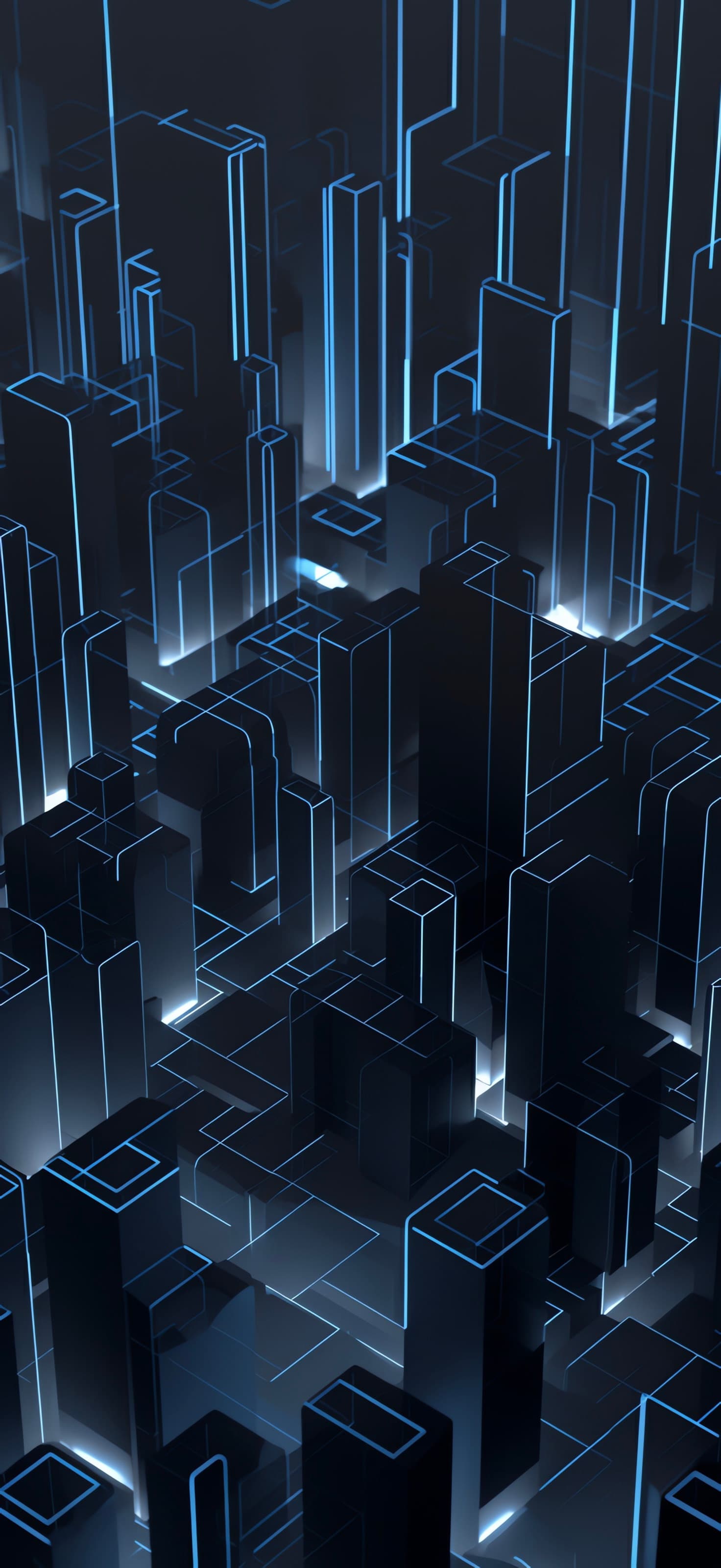 Neon Cityscape Blocks - free phone wallpaper