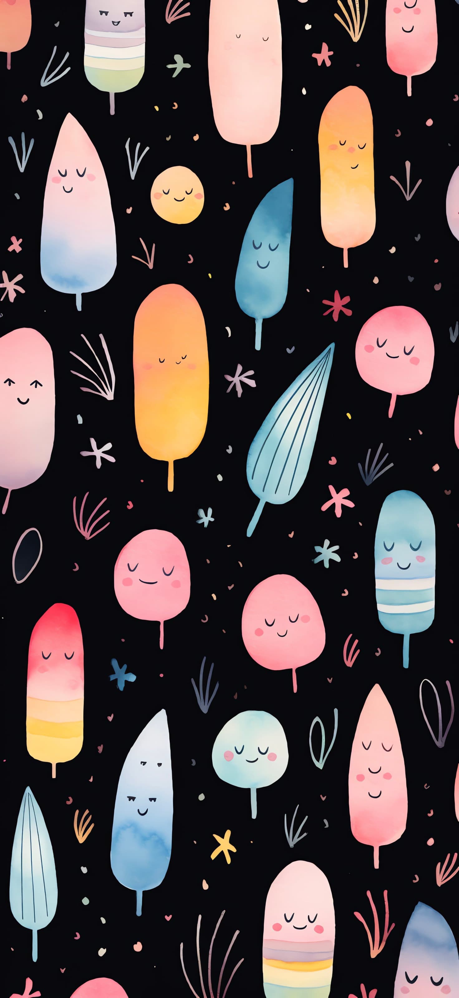 Whimsical Face Trees - free phone wallpaper