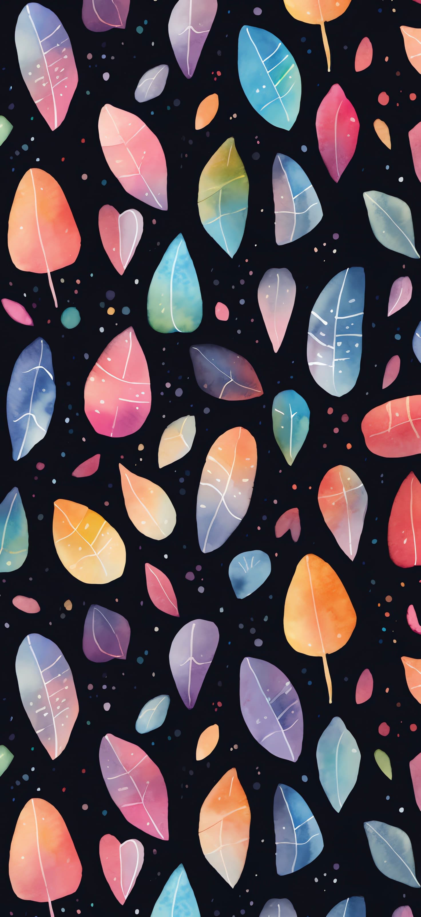 Watercolor Leaf Pattern - free phone wallpaper