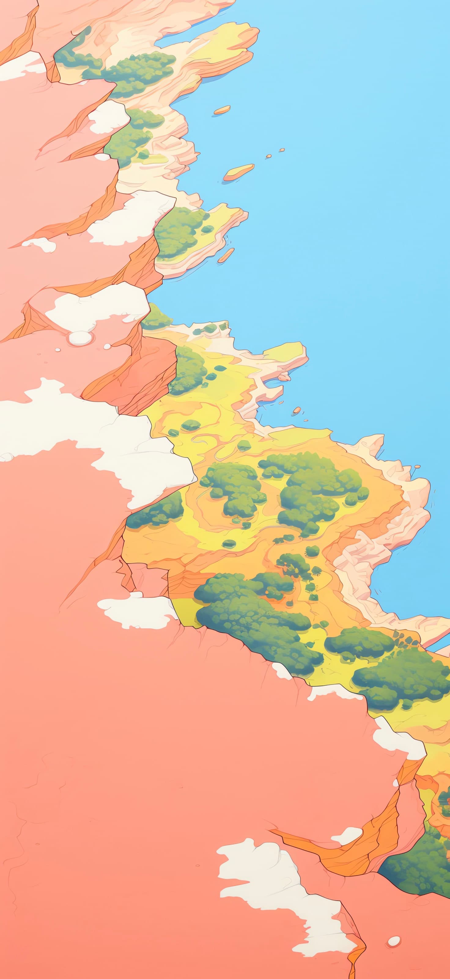 Coastal Cartoon Landscape - free phone wallpaper