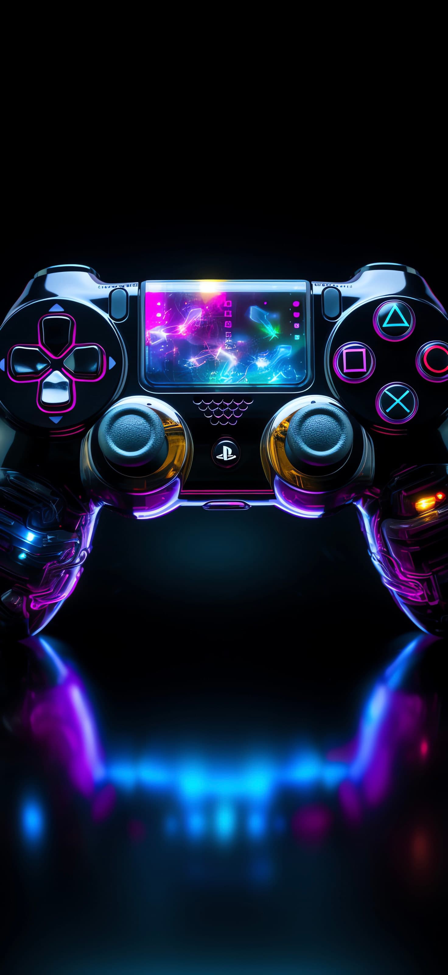 Neon Gamepad Glow - free phone wallpaper