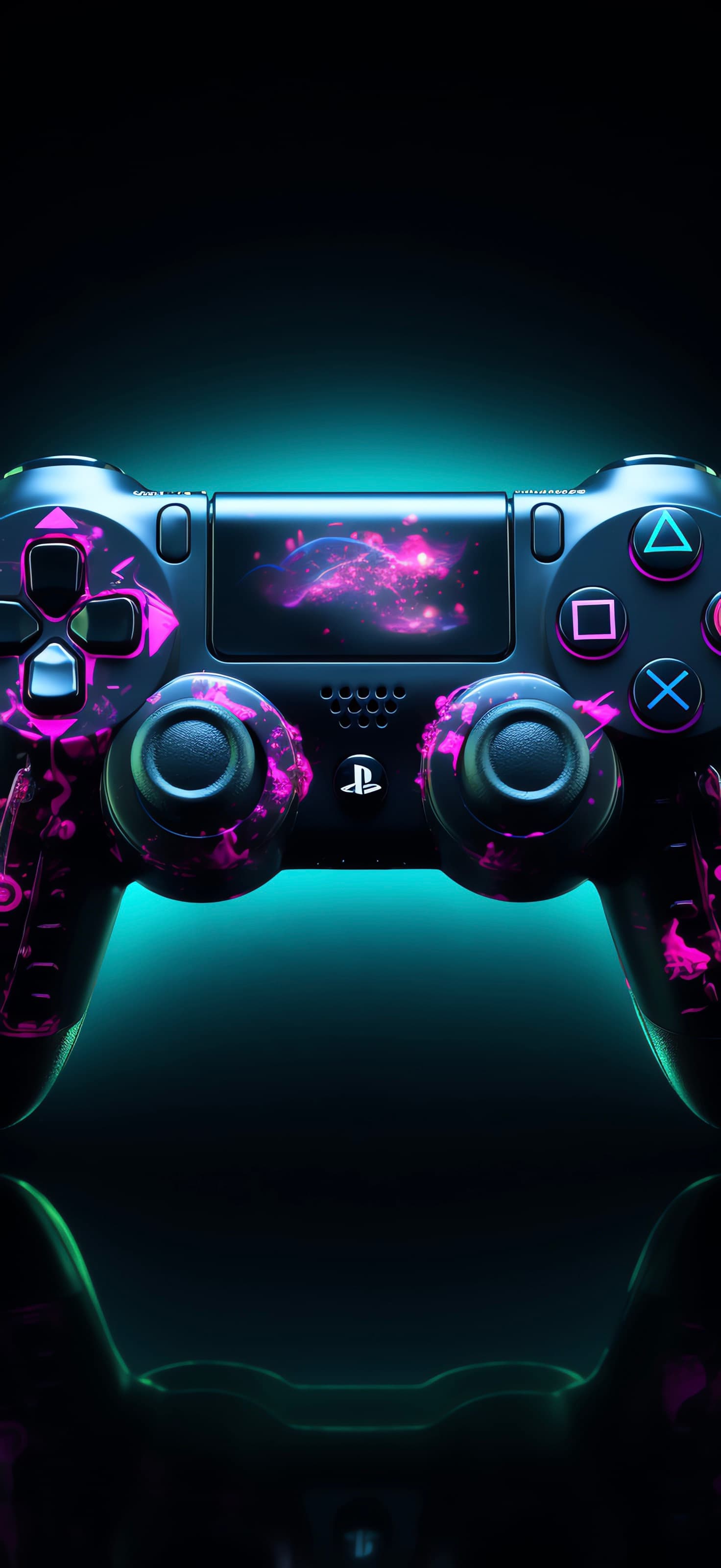 Neon Game Controller - free phone wallpaper