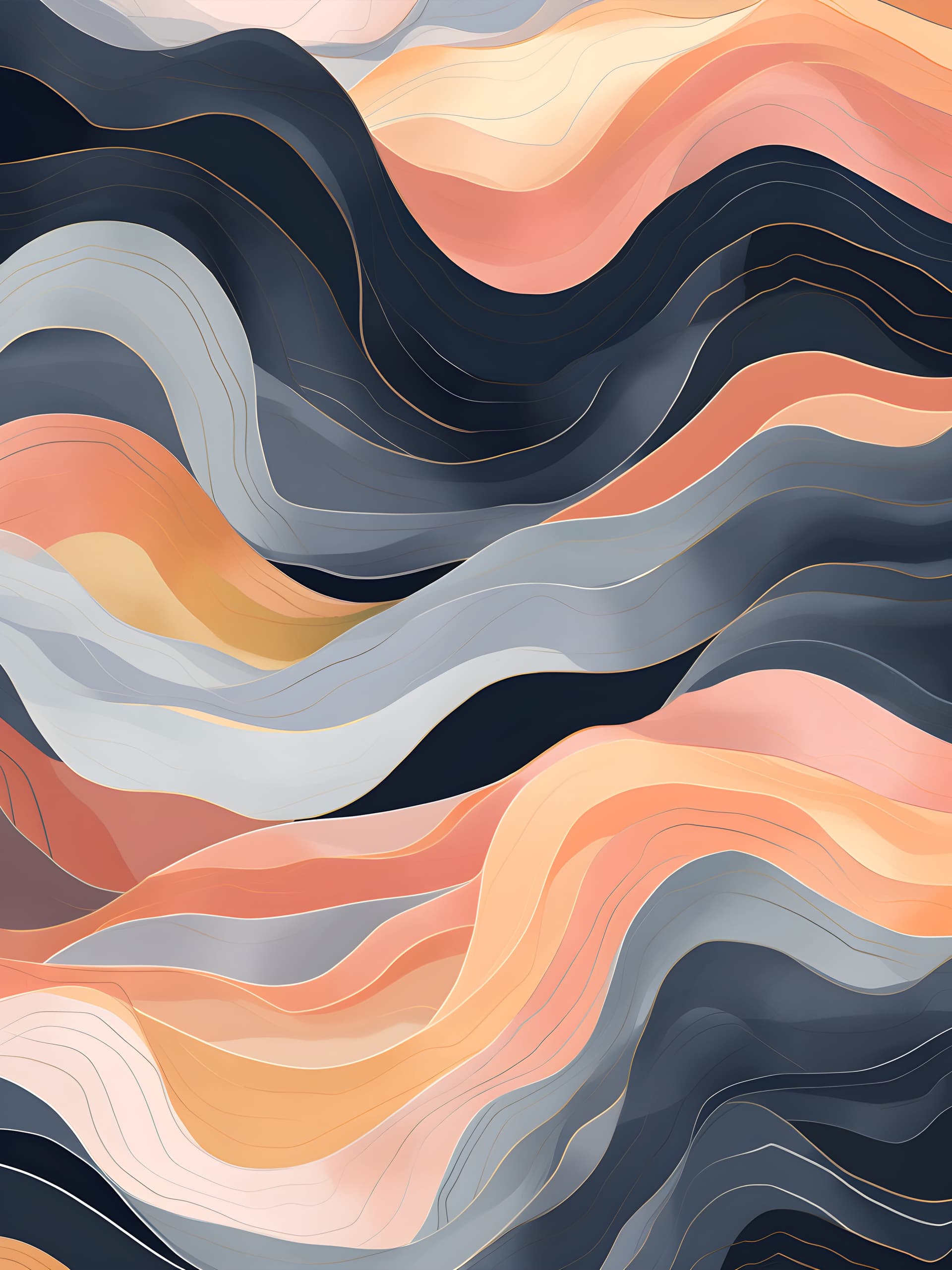 Abstract Wave Layers - free phone wallpaper