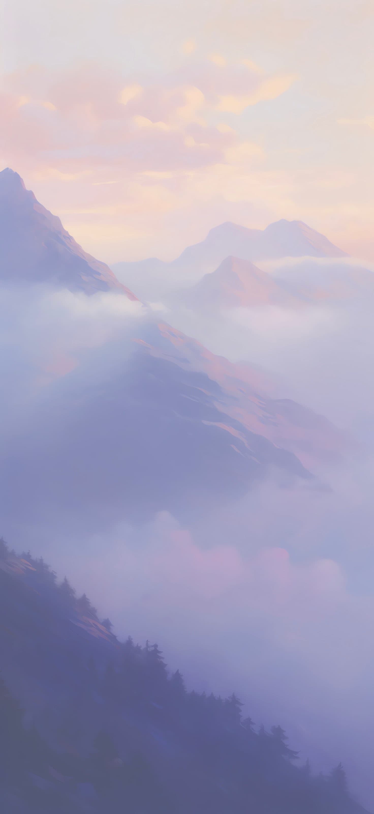 Pastel Mountain Vista - free phone wallpaper