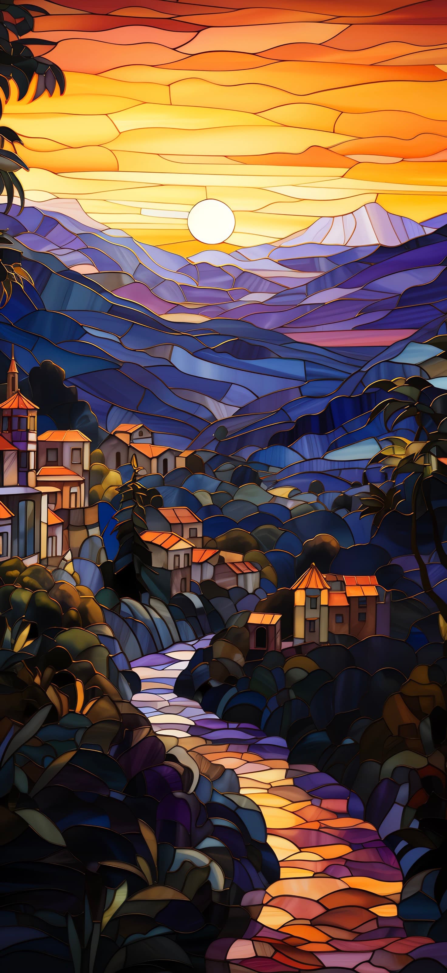 Stained Glass Village - free phone wallpaper