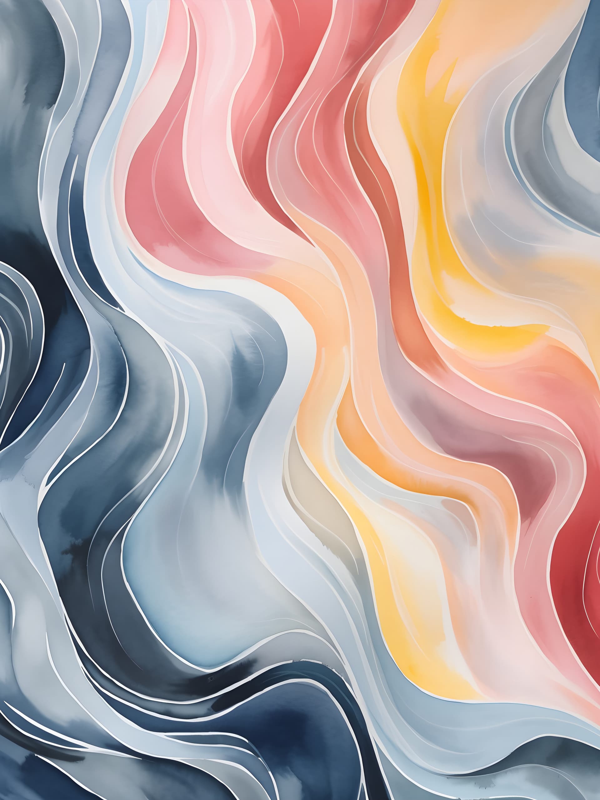 Watercolor Wave Abstract - free phone wallpaper