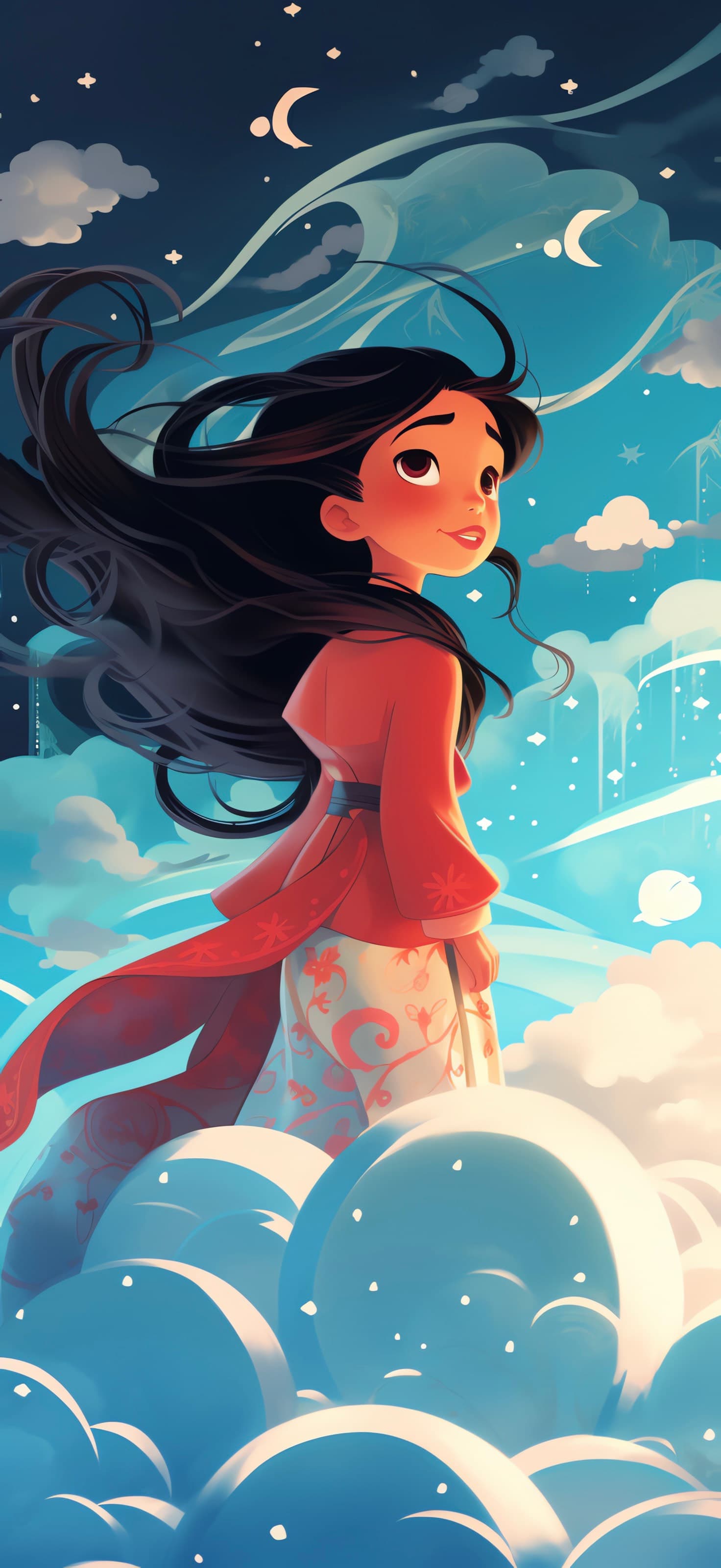 Dreamy Lunar Girl - free phone wallpaper