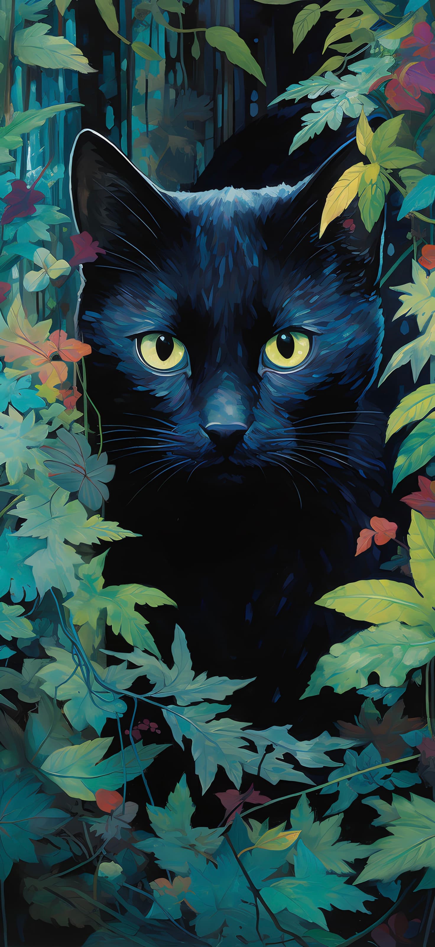Hidden Cat Foliage - free phone wallpaper
