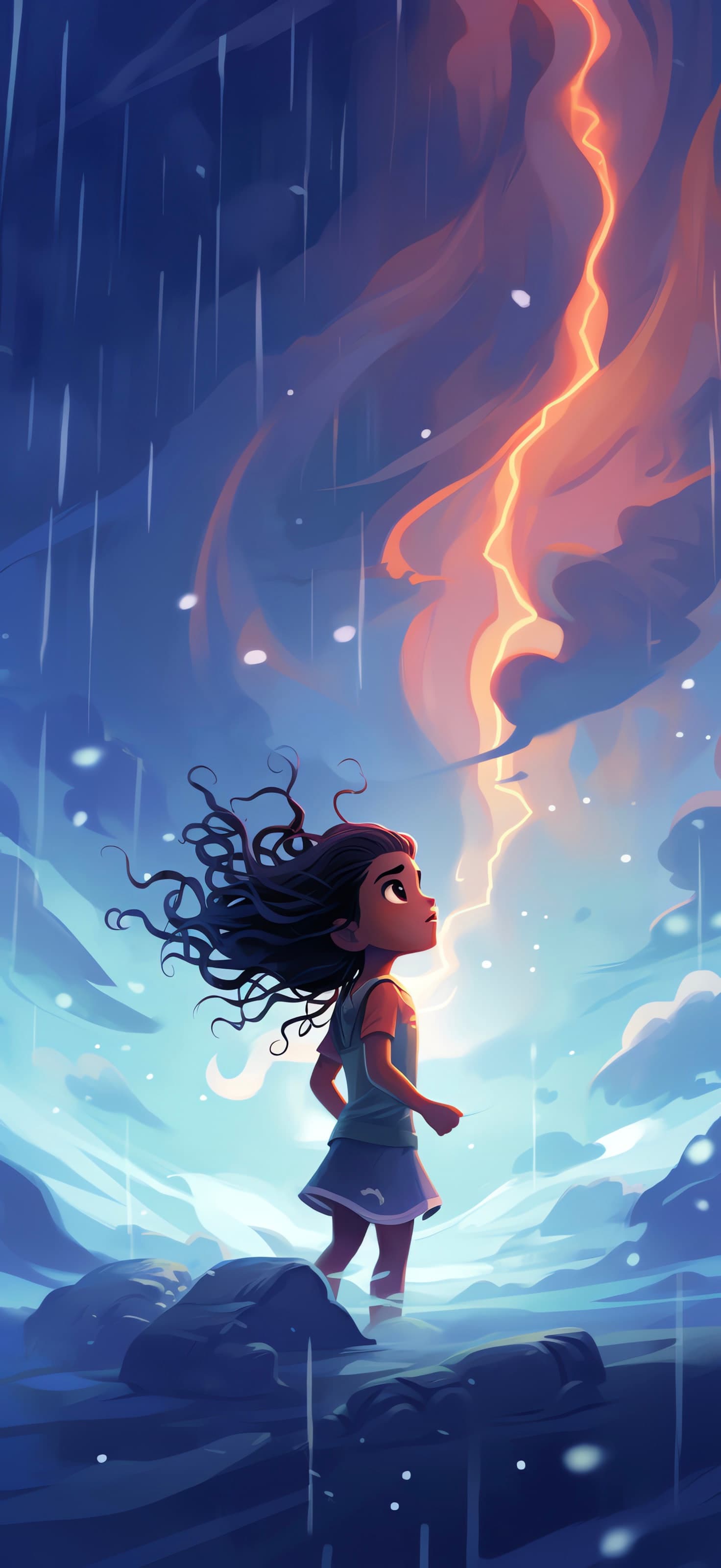 Stormy Girl Lightning - free phone wallpaper